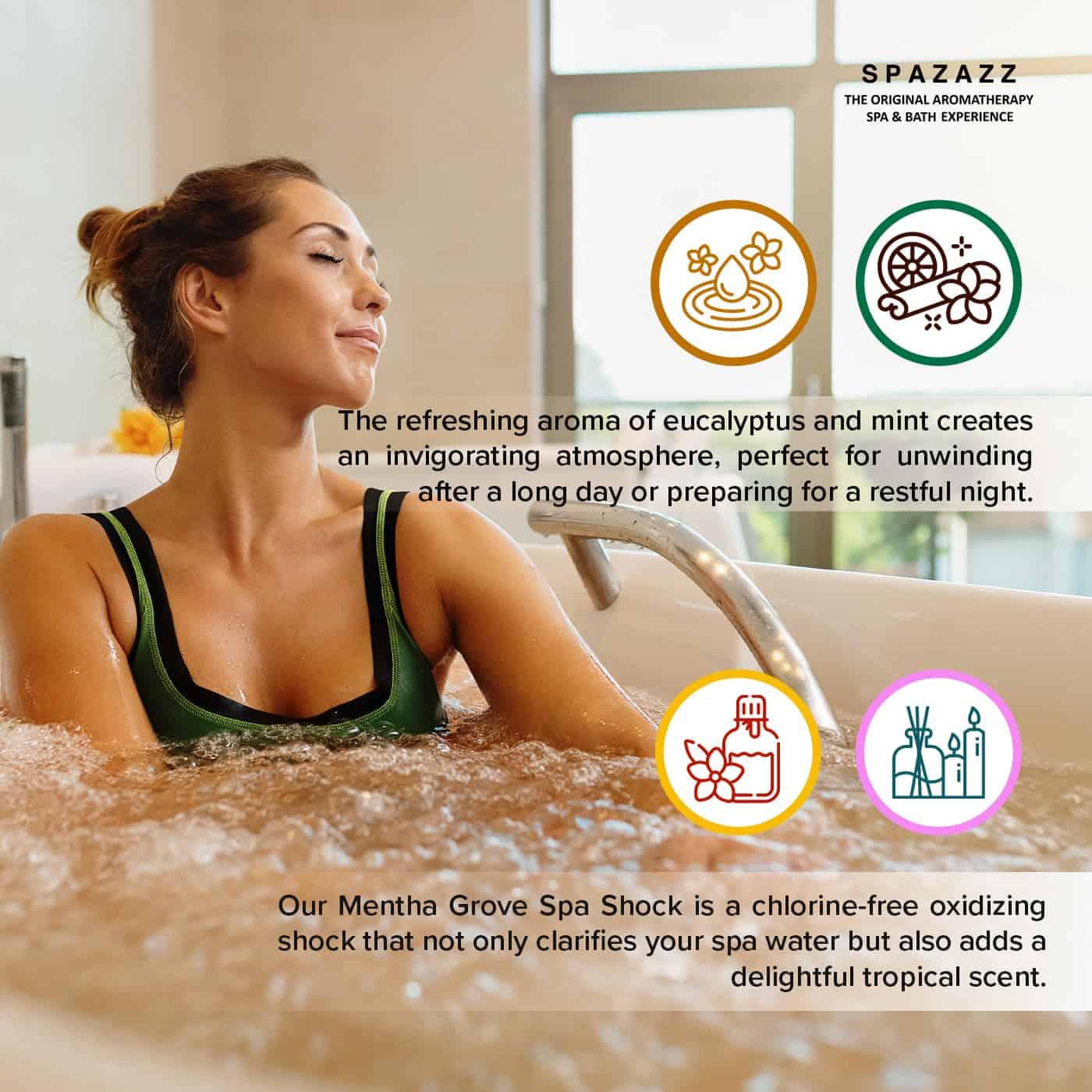 Paquete de Spazazz Mentha Grove Spa Shock 35 Oz y Eucalipto - Imagen 5