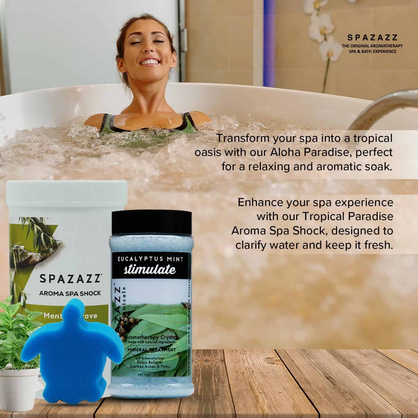 Paquete de Spazazz Mentha Grove Spa Shock 35 Oz y Eucalipto - Imagen 6