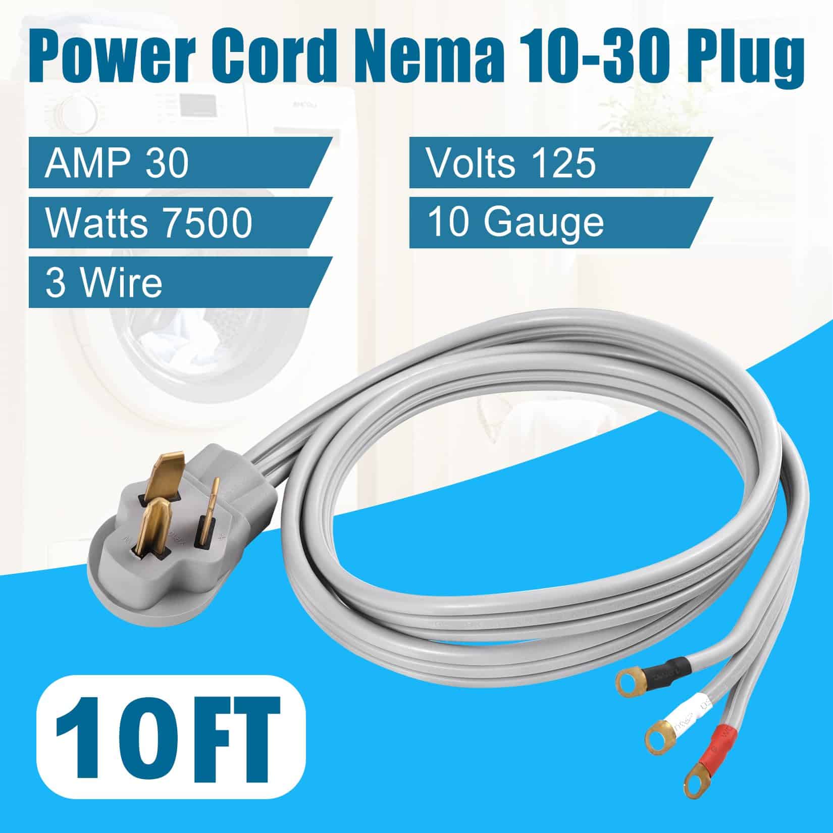 Cable de Secadora de 3 Puntas FiiMan 10 AWG SRDT, 30 Amp - Imagen 8