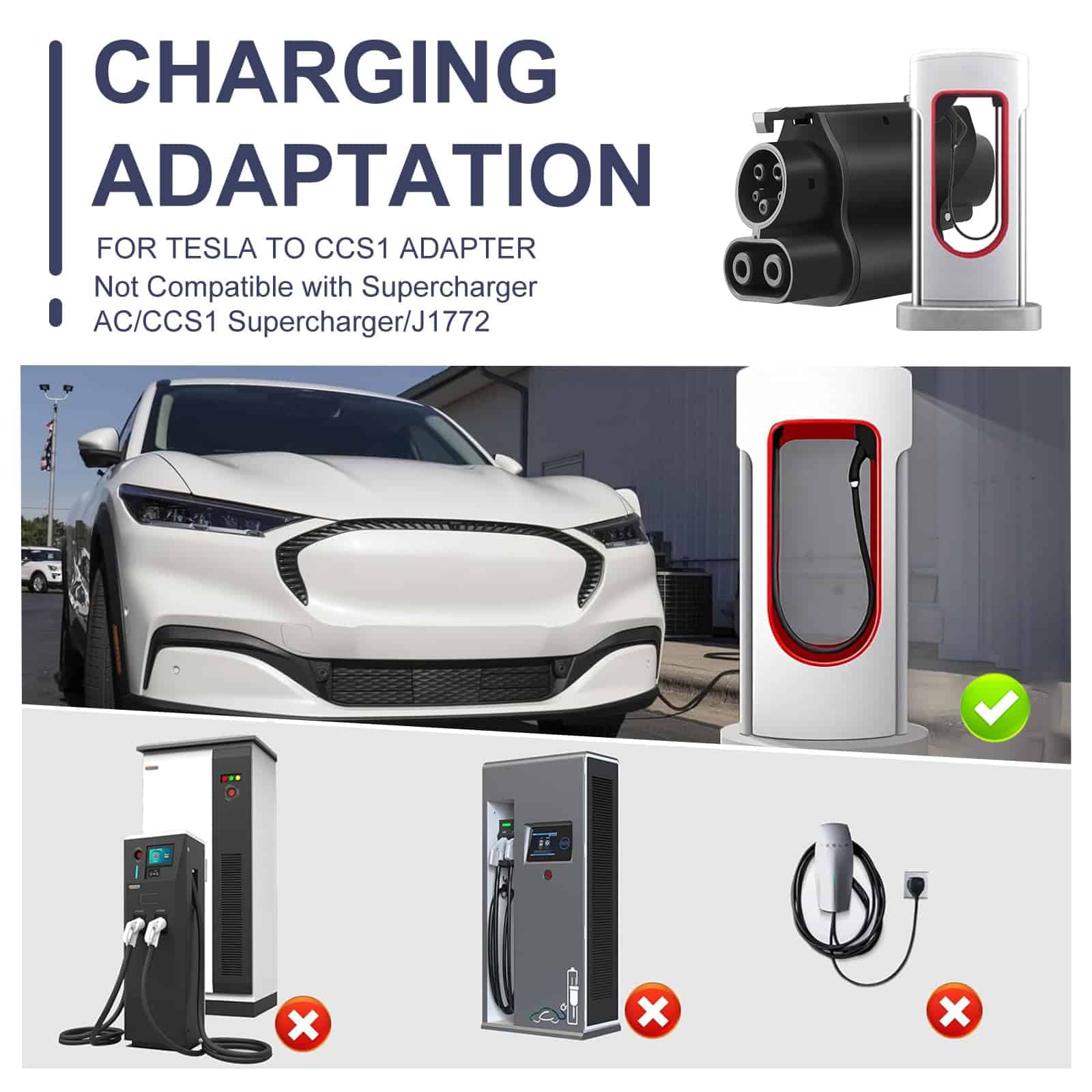 Adaptador de Carga NACS a CCS1, Cargador Rápido de NACS DC - Imagen 8