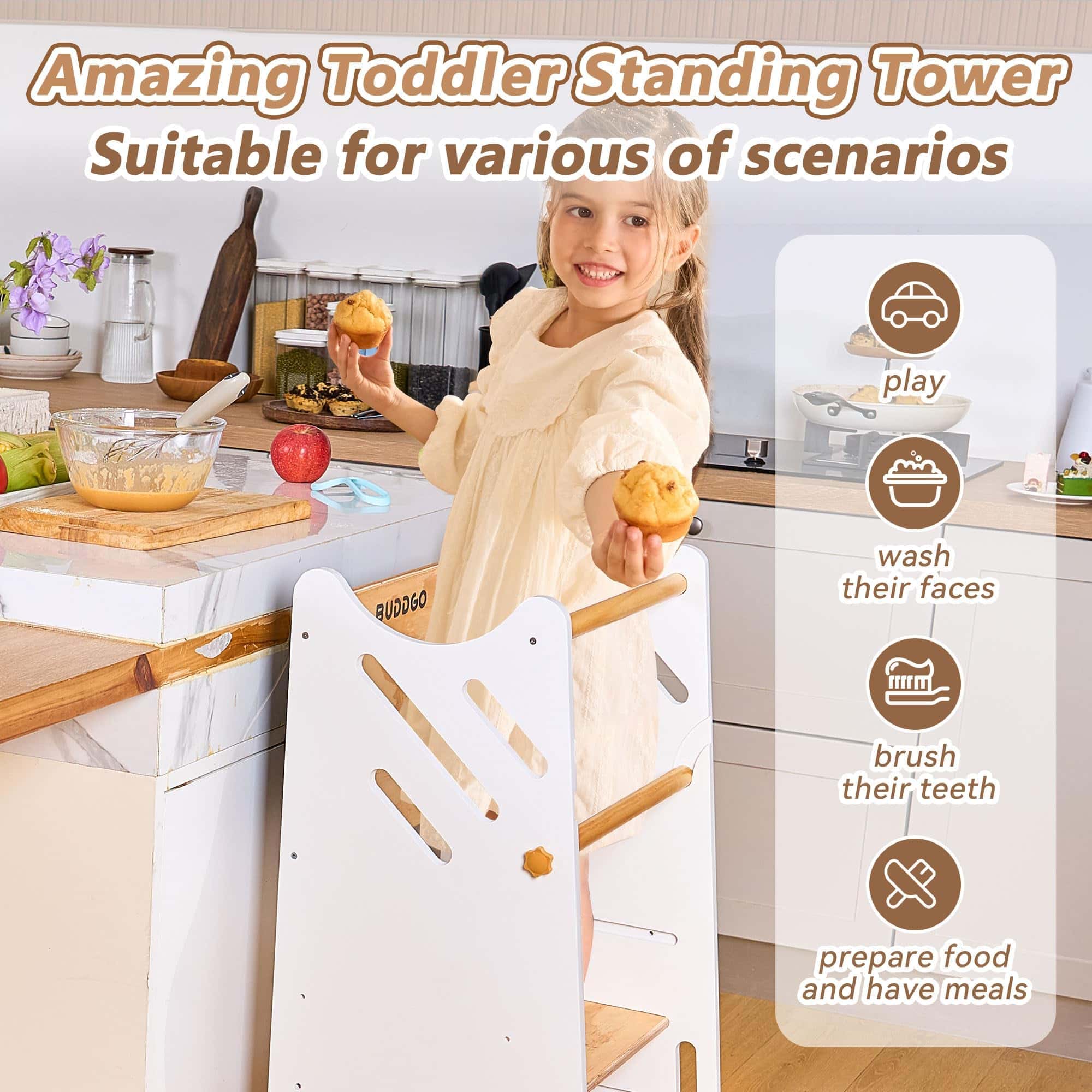 Torre de pie para niños pequeños, taburete para niños - Imagen 3