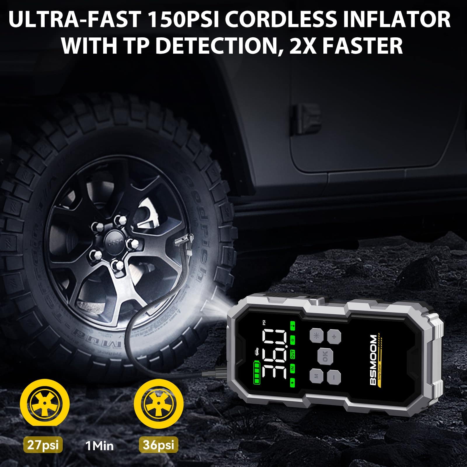 Arrancador de Batería 7000A con Compresor de Aire, 26800mAh - Imagen 4