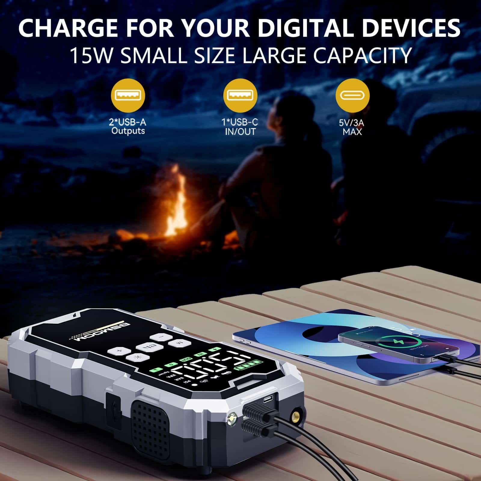 Arrancador de Batería 7000A con Compresor de Aire, 26800mAh - Imagen 5