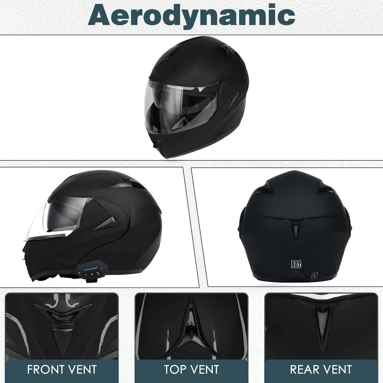 Casco Bluetooth Modular para Motocicleta, Aprobado por DOT - Imagen 6