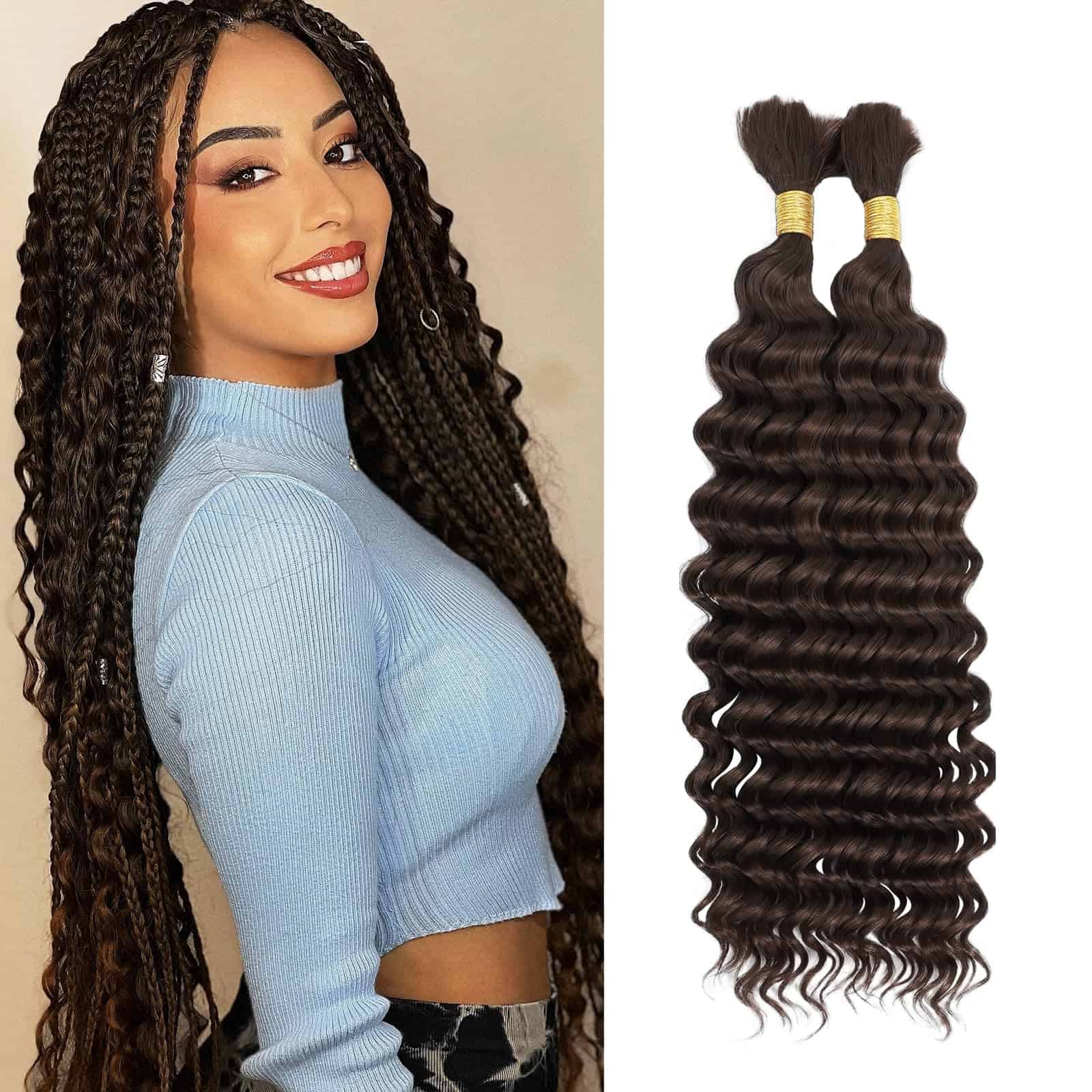 Cabello para Trenzar Humano 100g Ondulado Profundo Sin