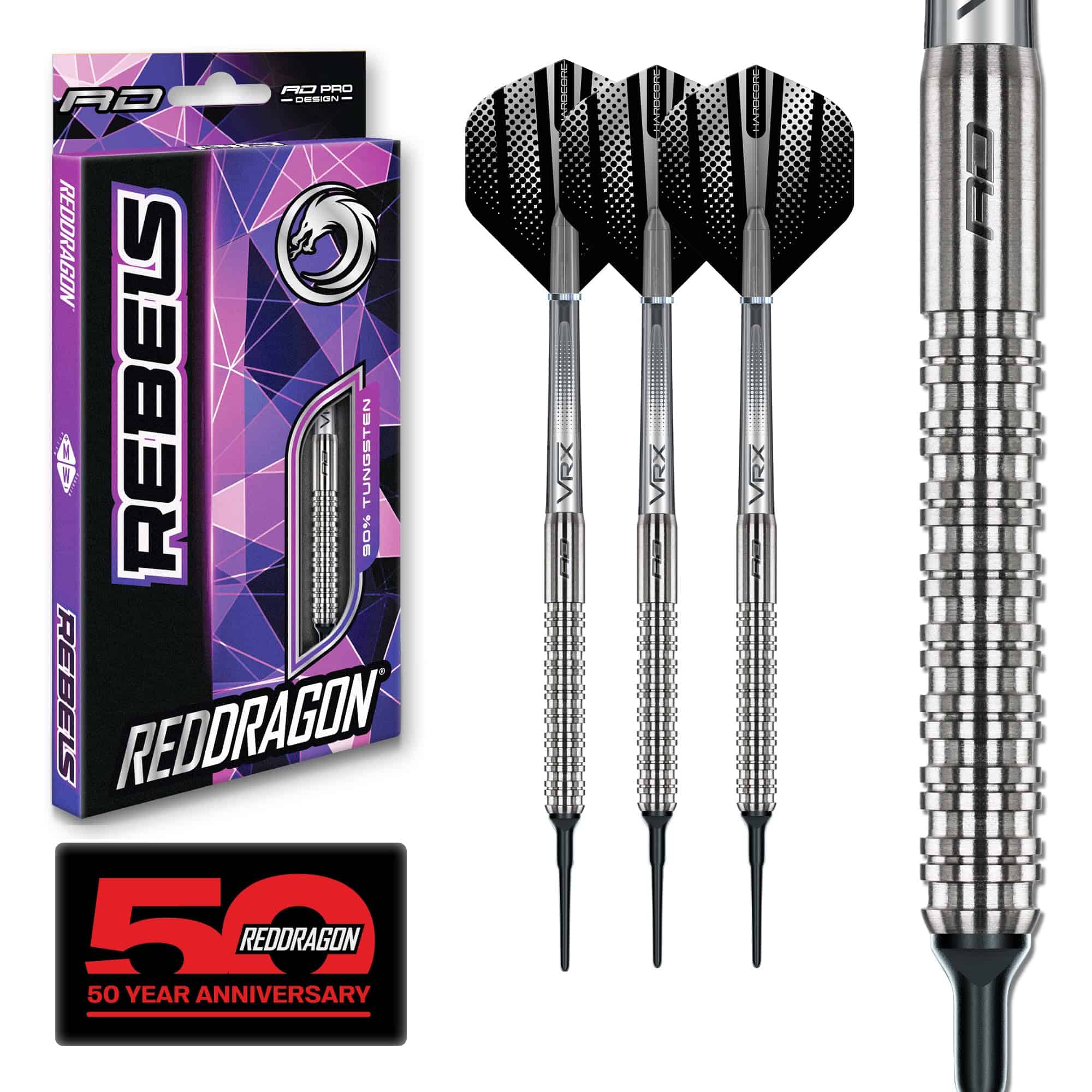 Juego de Dardos de Punta Suave RED DRAGON Rebel 18g Barrel