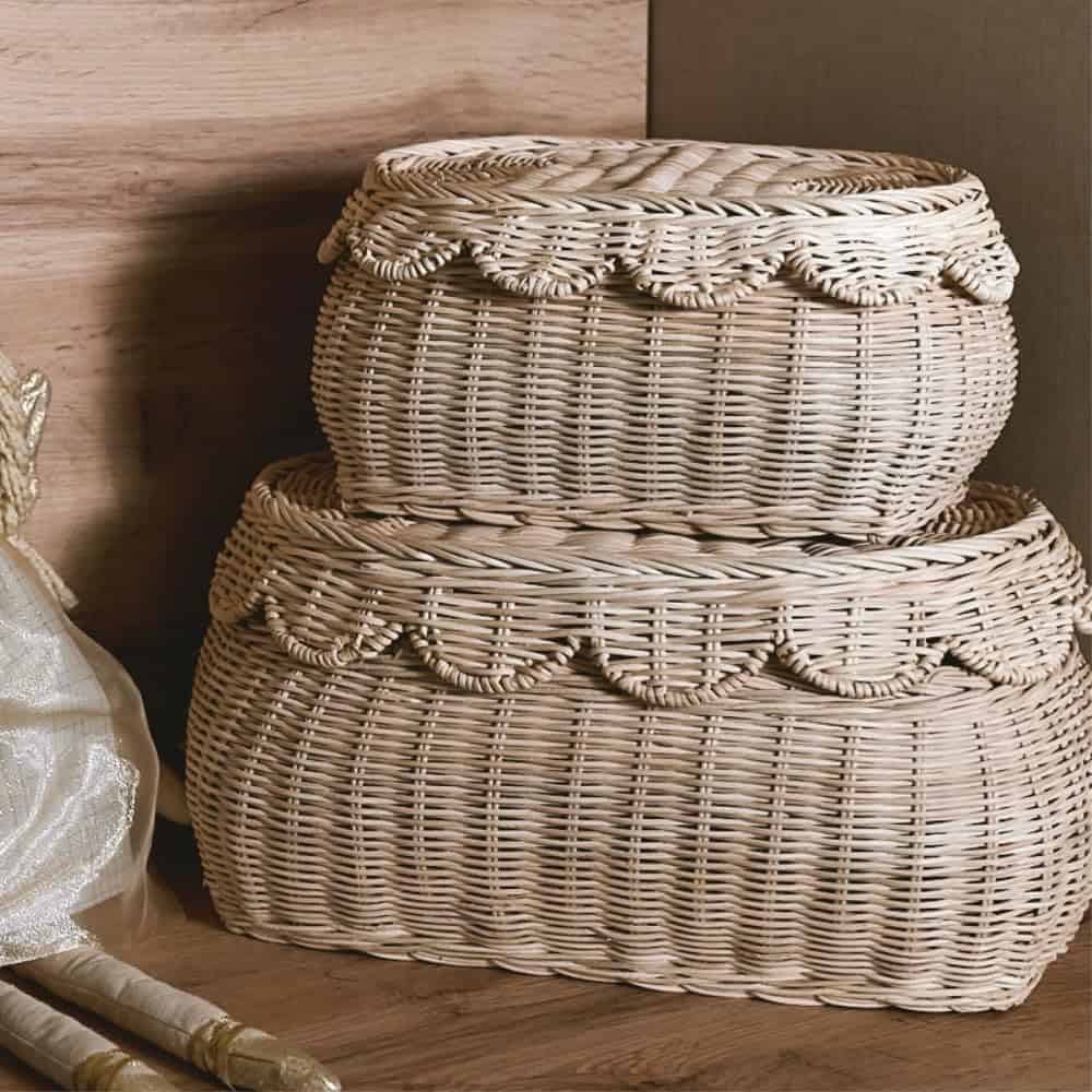 Set de 2 Canastas Scalloped CAALMA - Canasta de Mimbre -
