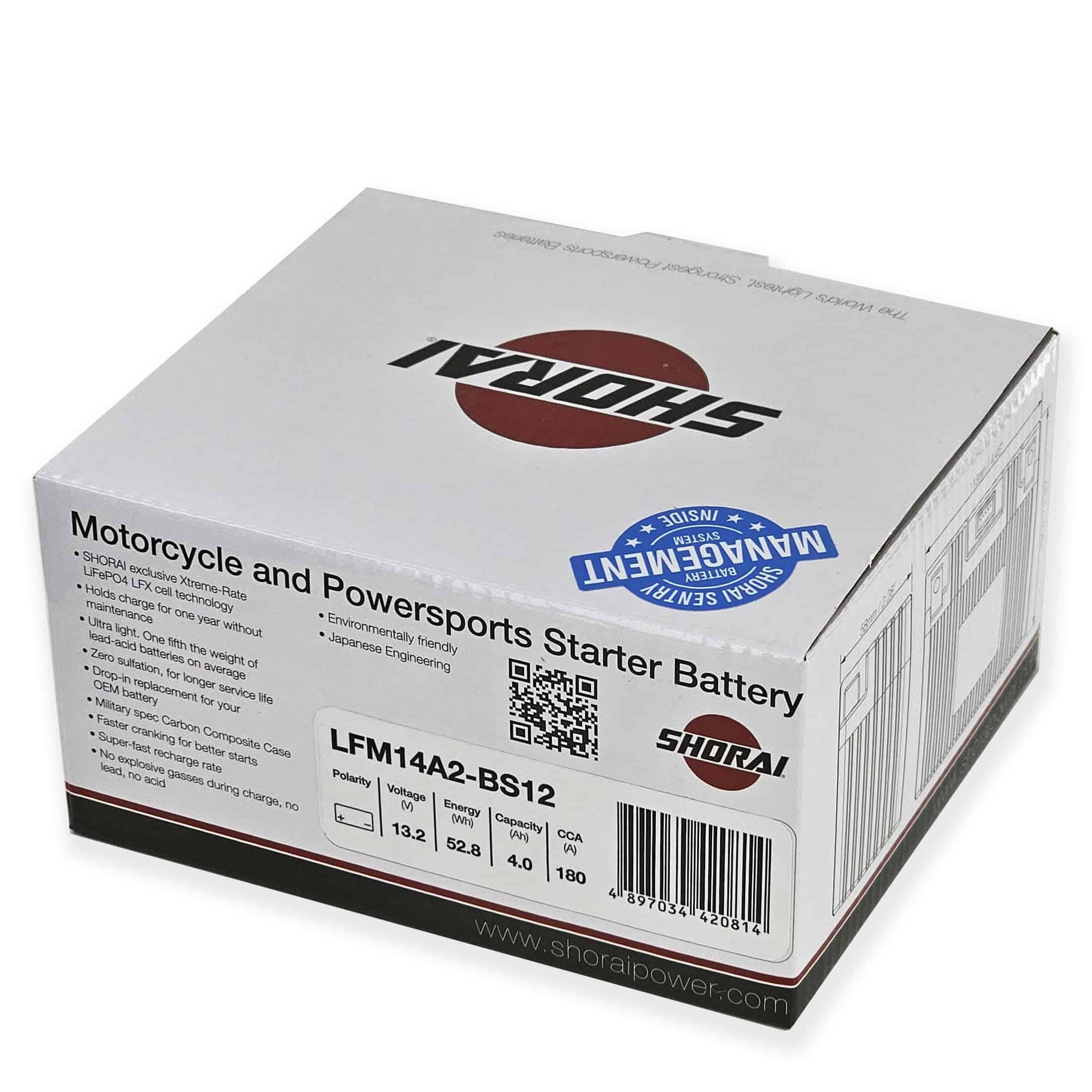 Batería de litio-hierro Shorai LFM con BMS, LFM14A2-BS12, - Imagen 4