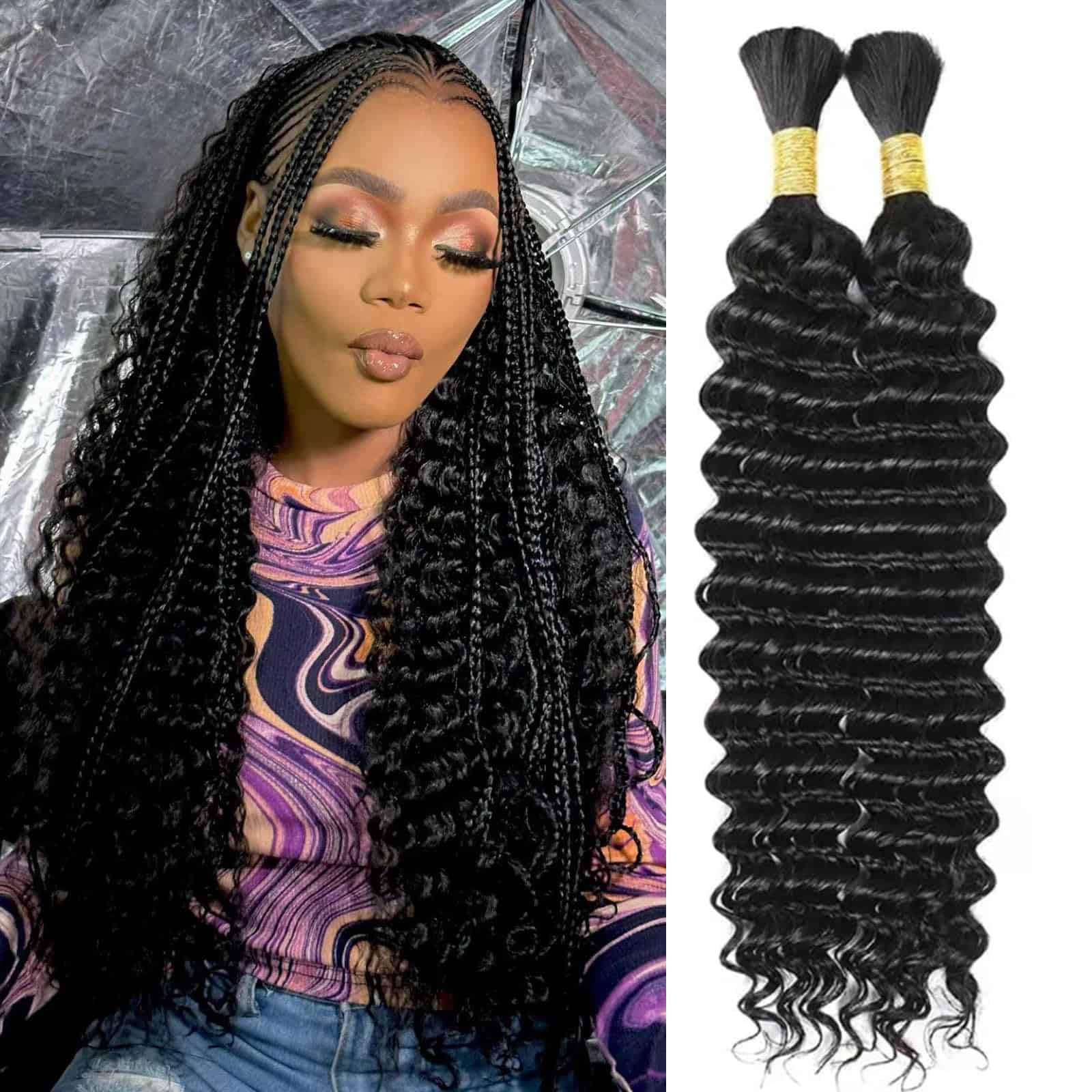 Cabello de Trenzado Humano Deep Wave para Trenzas Bohemias