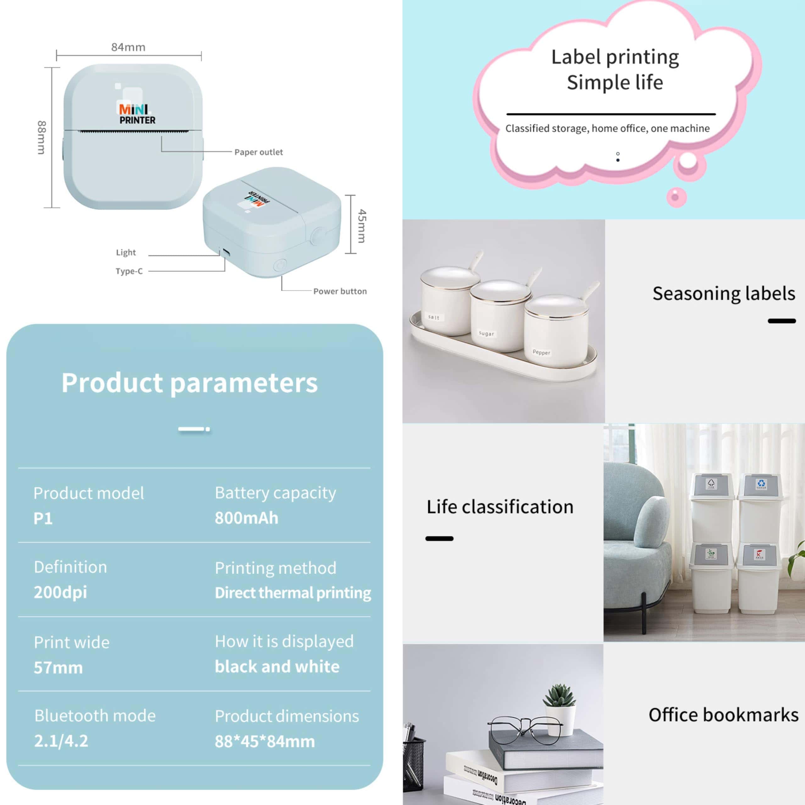 Mini Impresora Térmica Apexhap, Mini Impresora de - Imagen 9