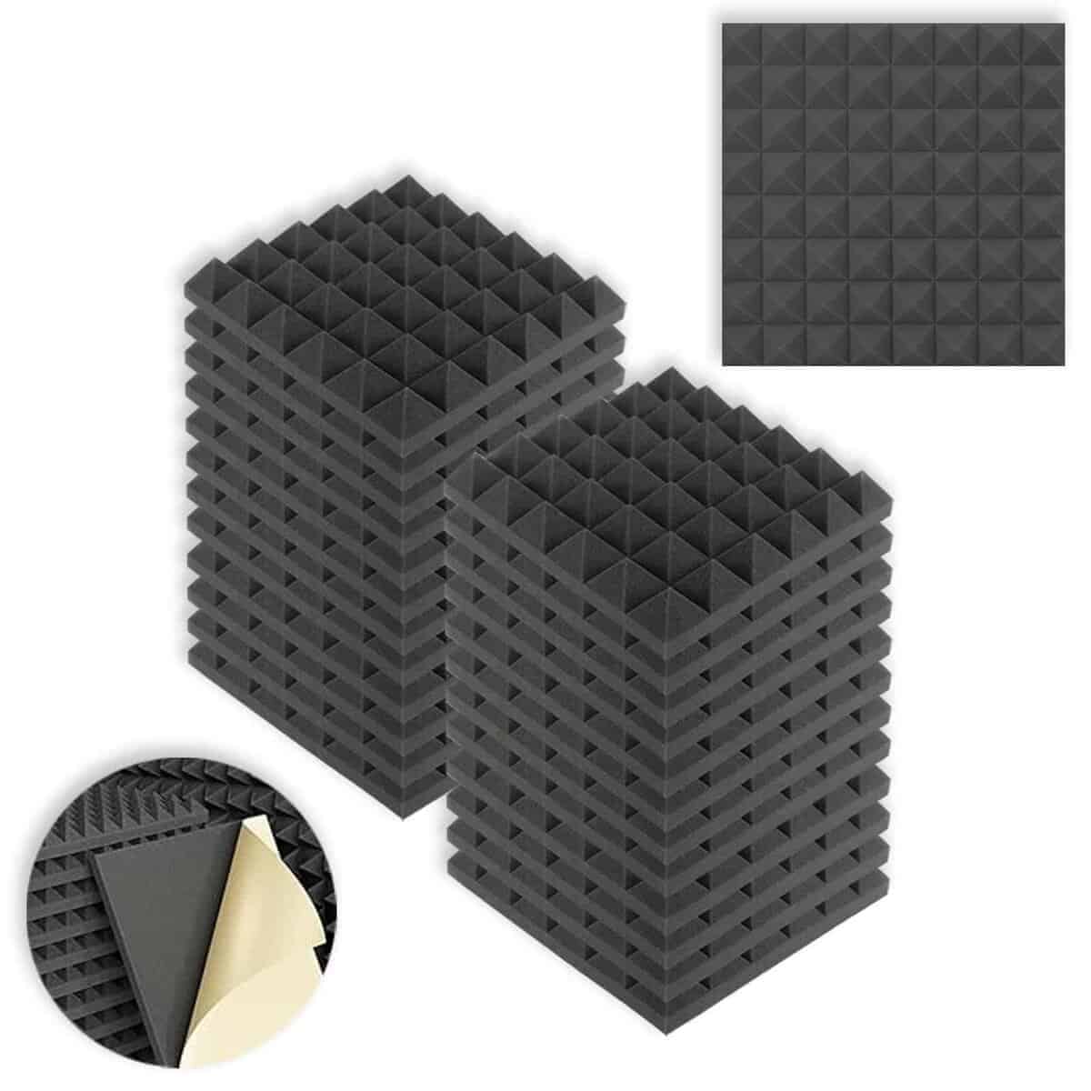 Fansch 24 piezas Paneles de Espuma Acústica Piramidales con