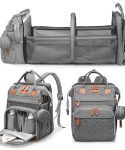 Bolso de pañales para bebé con estación de -Gris