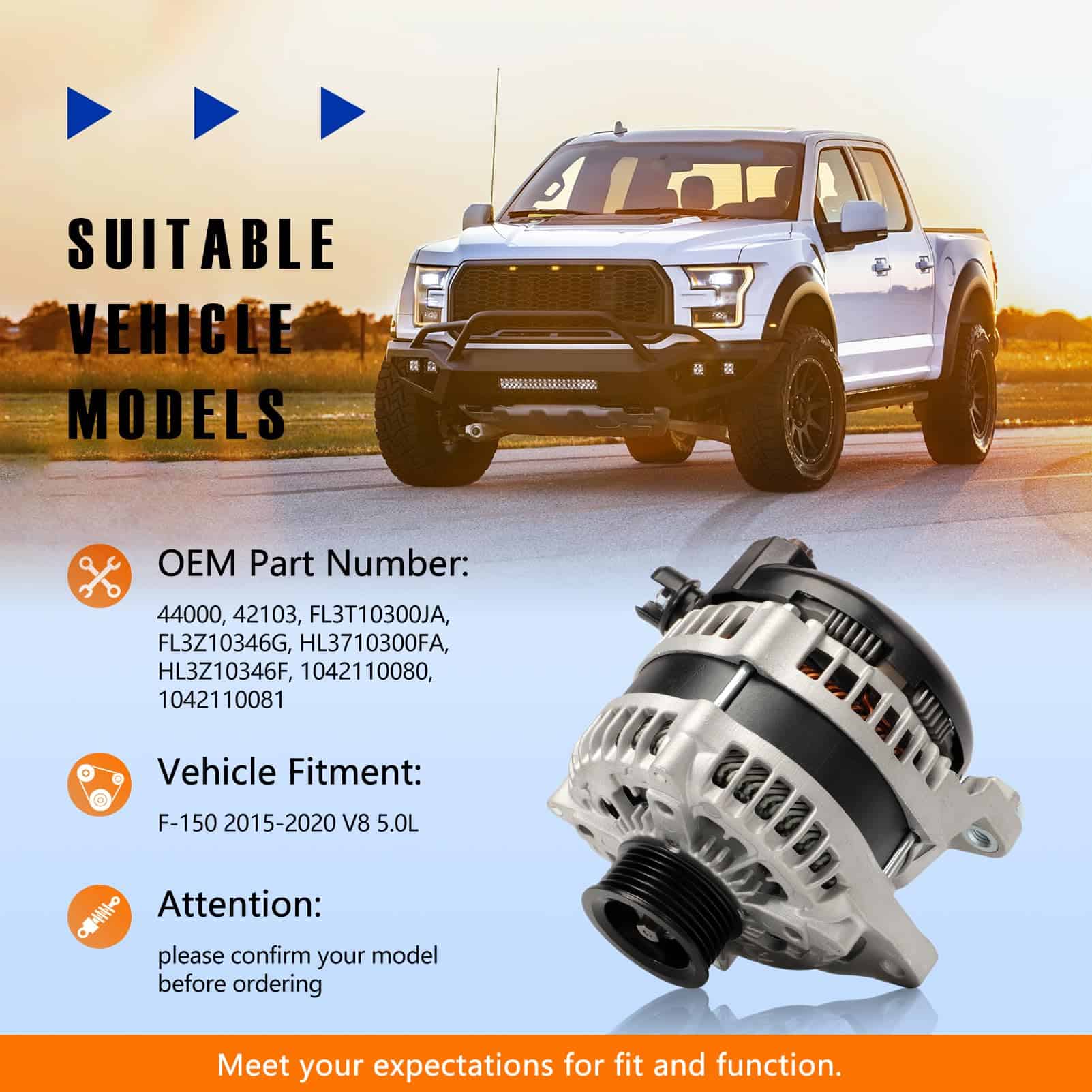 Alternador Orrdary para F-150 V8 5.0L 2015-2020 Repuesto de - Imagen 6