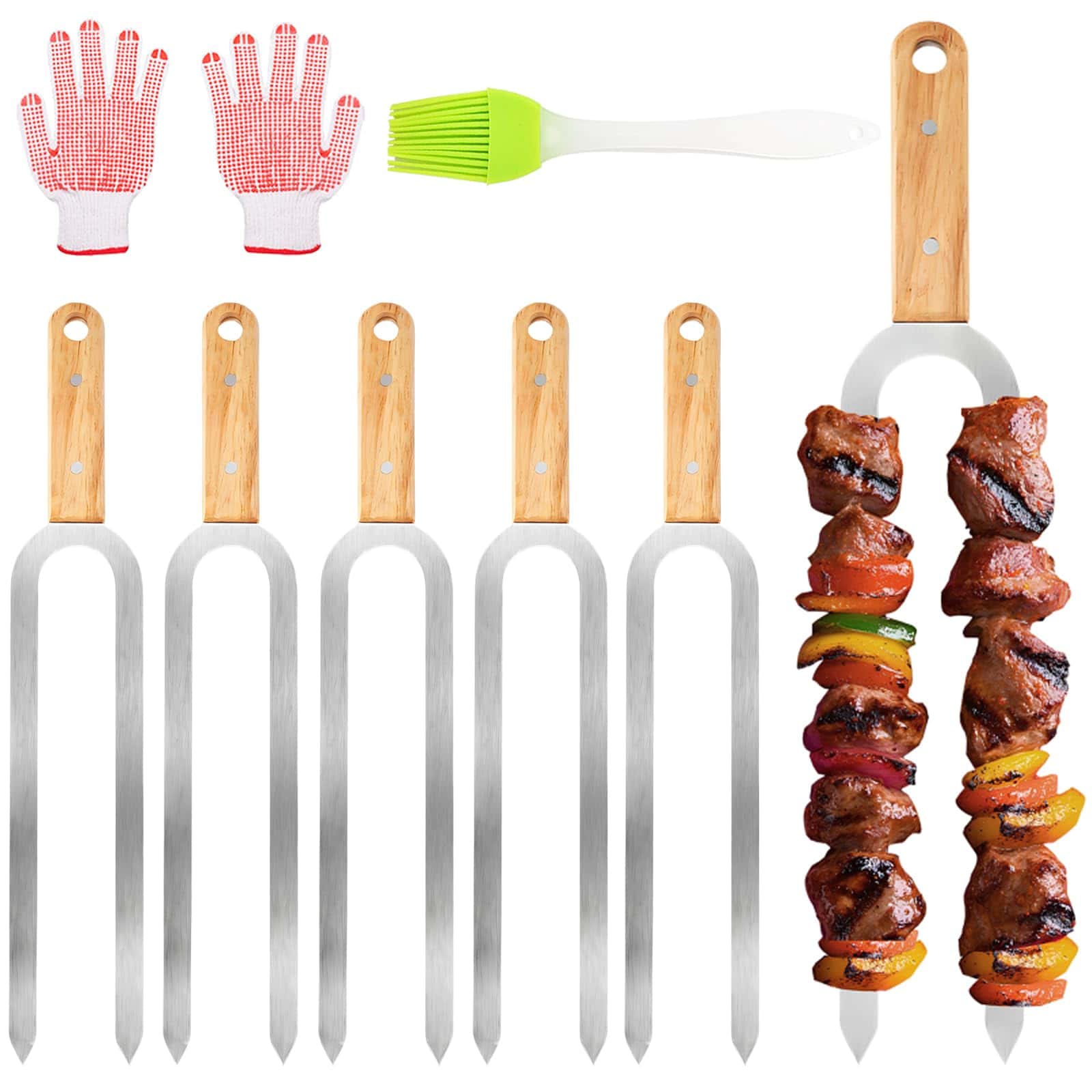 Brochetas para Asar Anyuecoco, 6 Piezas - 17 Pulgadas Doble