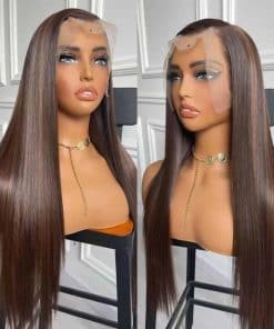 NINAHAIR Peluca Recta Larga de Encaje Frontal Sintético en