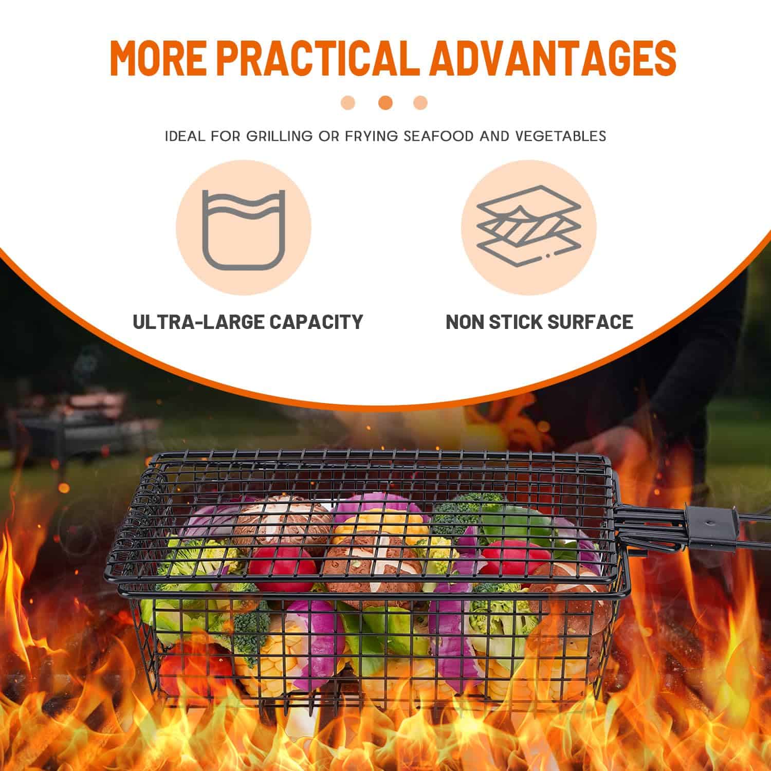 Cesta de Parrilla Abatible de Asa Plegable JUCT - Imagen 7