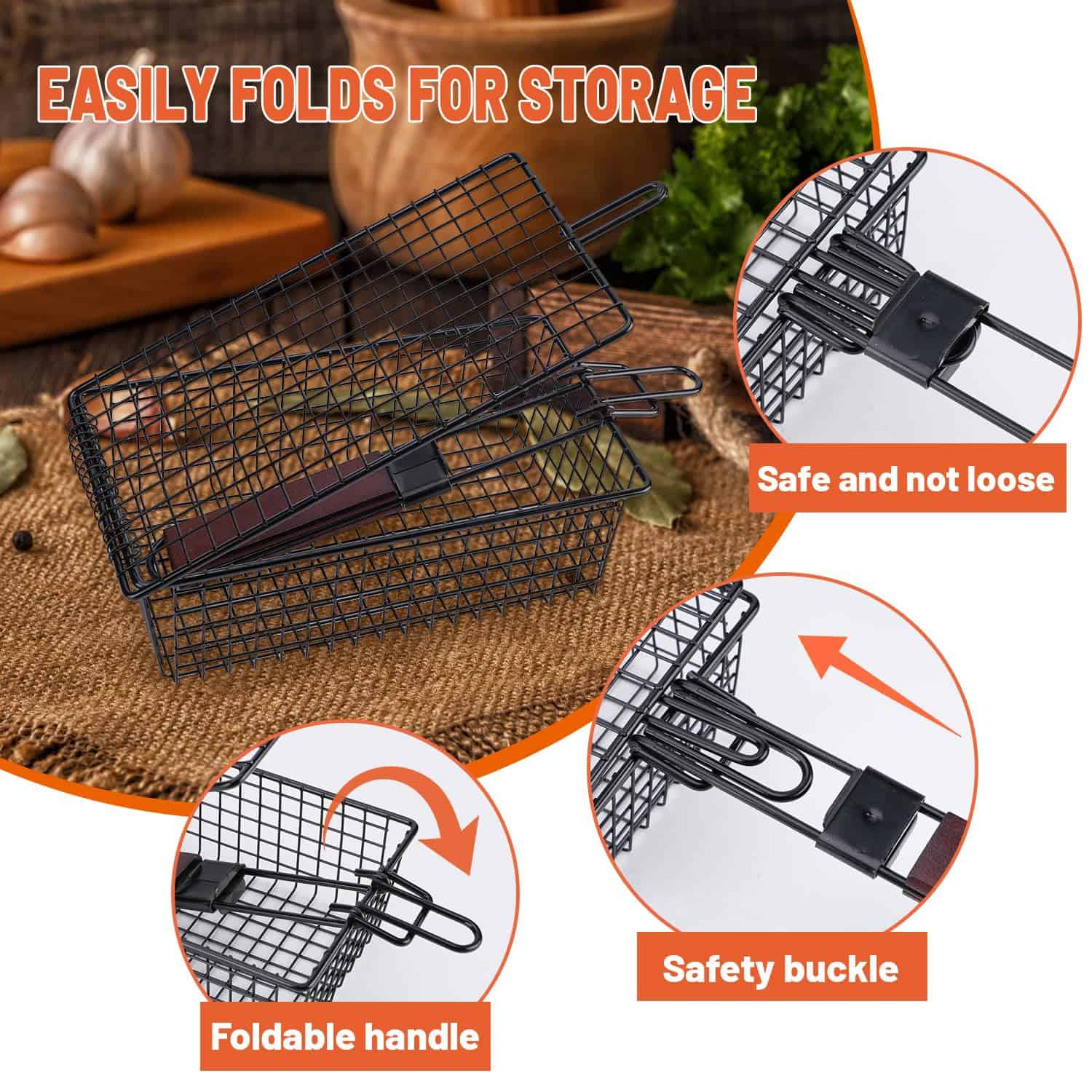 Cesta de Parrilla Abatible de Asa Plegable JUCT - Imagen 4