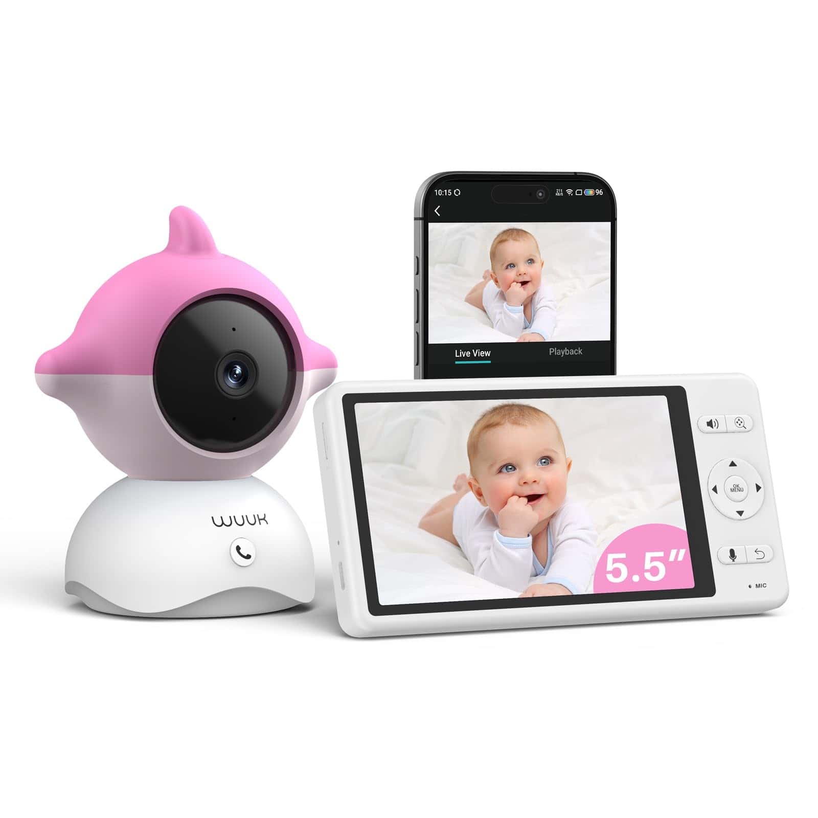 WUUK Monitor de Bebé de Video 2K, Monitor de Bebé de 5.5''