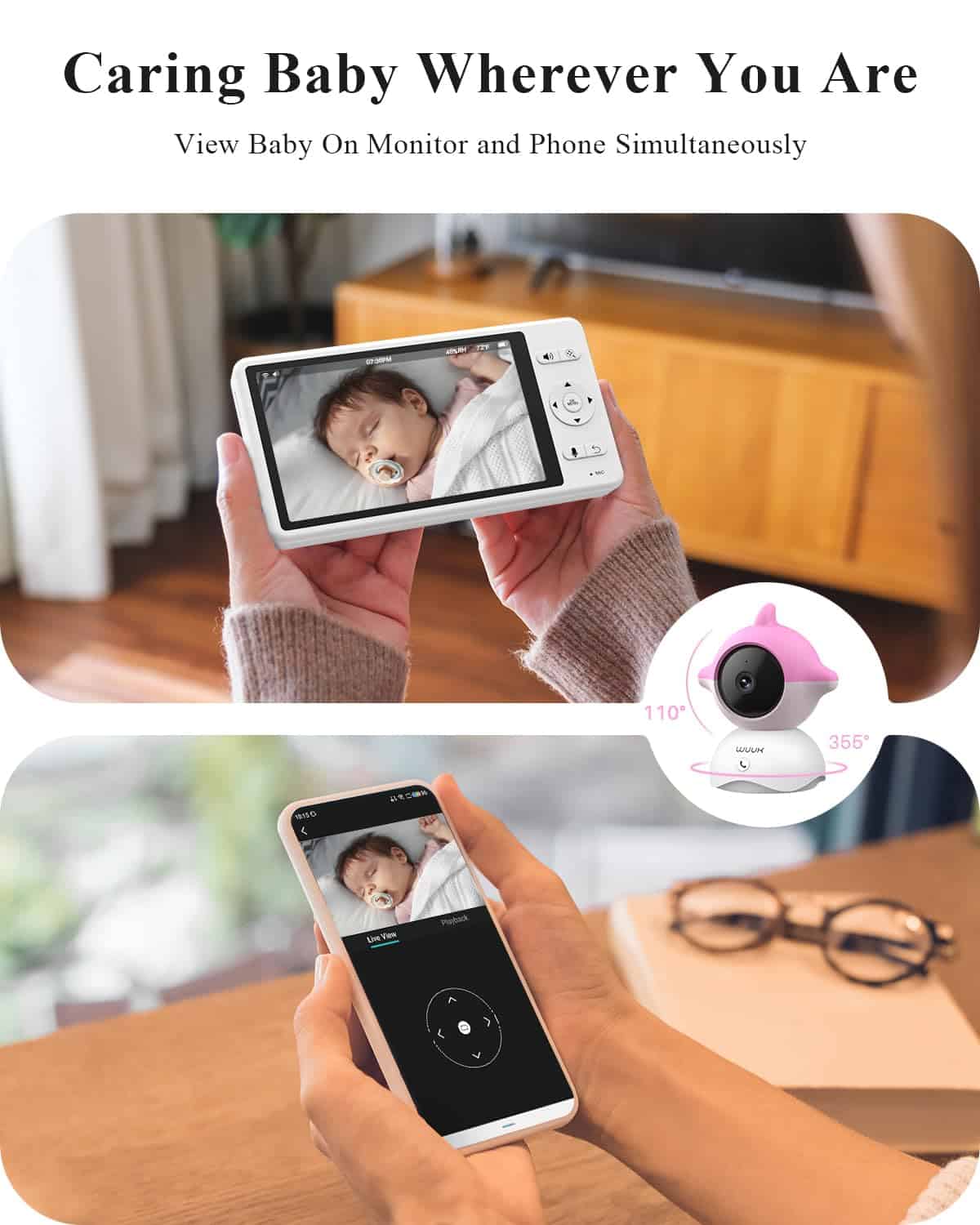 WUUK Monitor de Bebé de Video 2K, Monitor de Bebé de 5.5'' - Imagen 5
