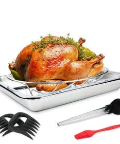 Asador de Pavo de Acero Inoxidable con Bandeja y Rejilla -