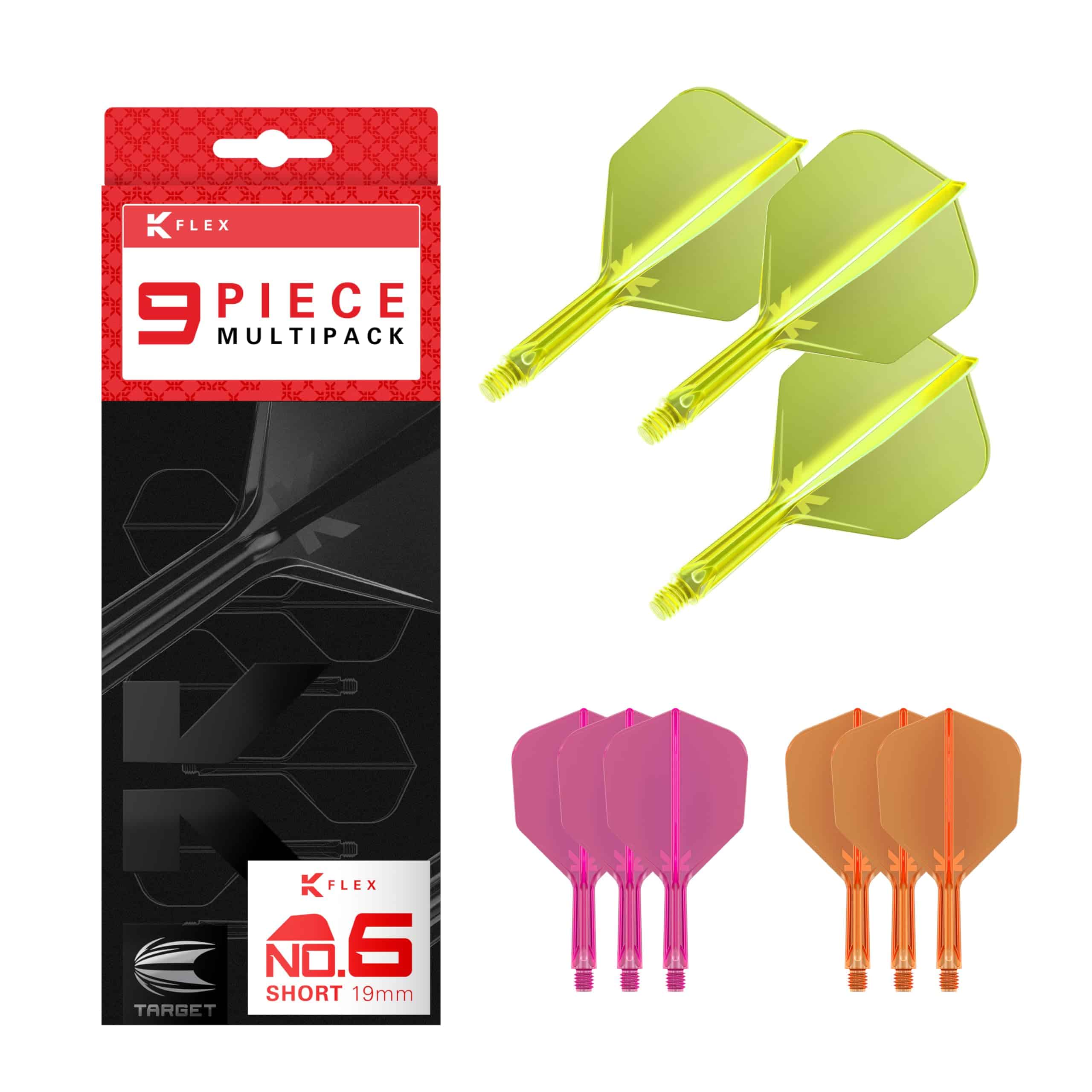 TARGET Darts K-Flex Integrated Dart Flights -Rosa Neón, Nara
