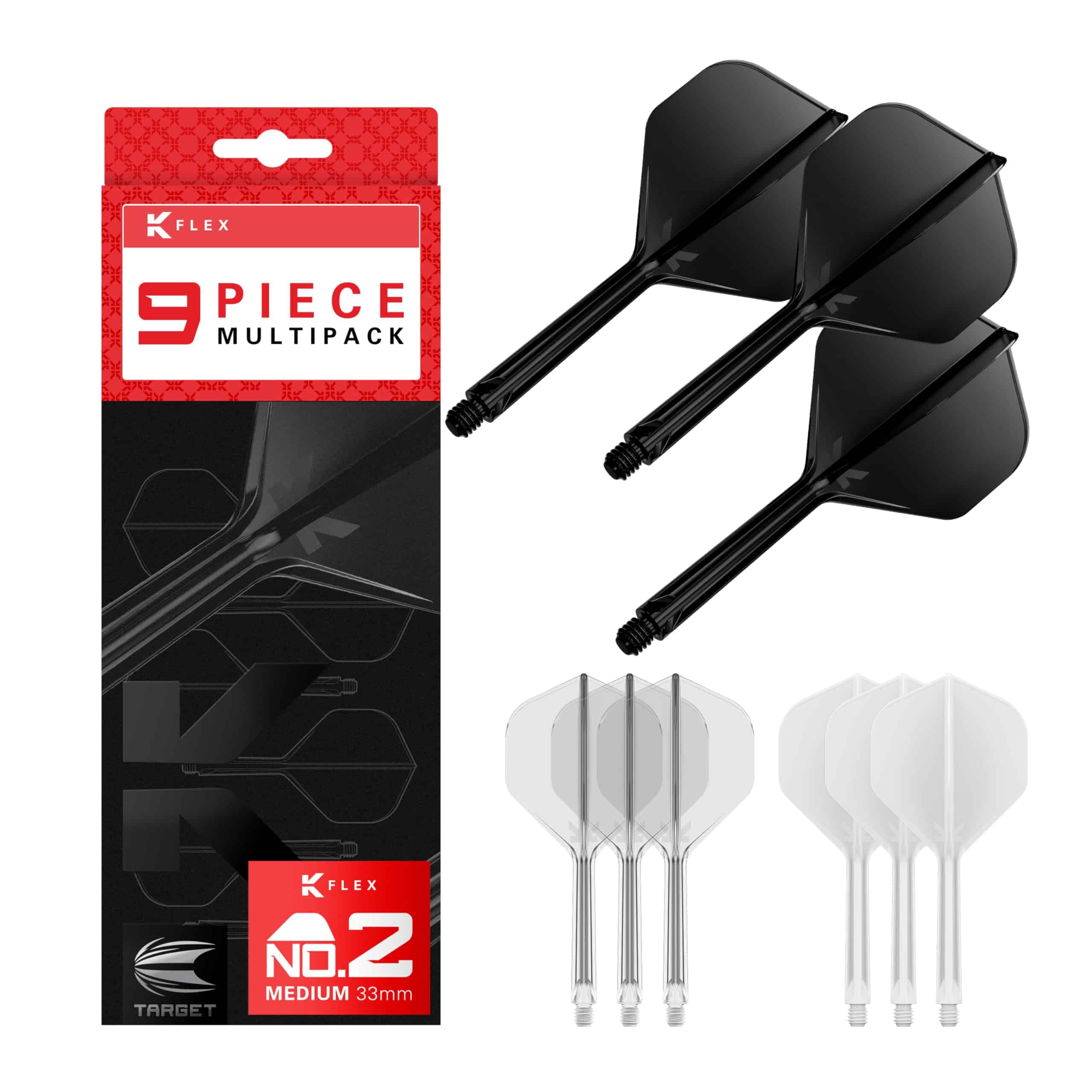 TARGET Darts K-Flex Integrated Dart Flights -Negro, Blanco y