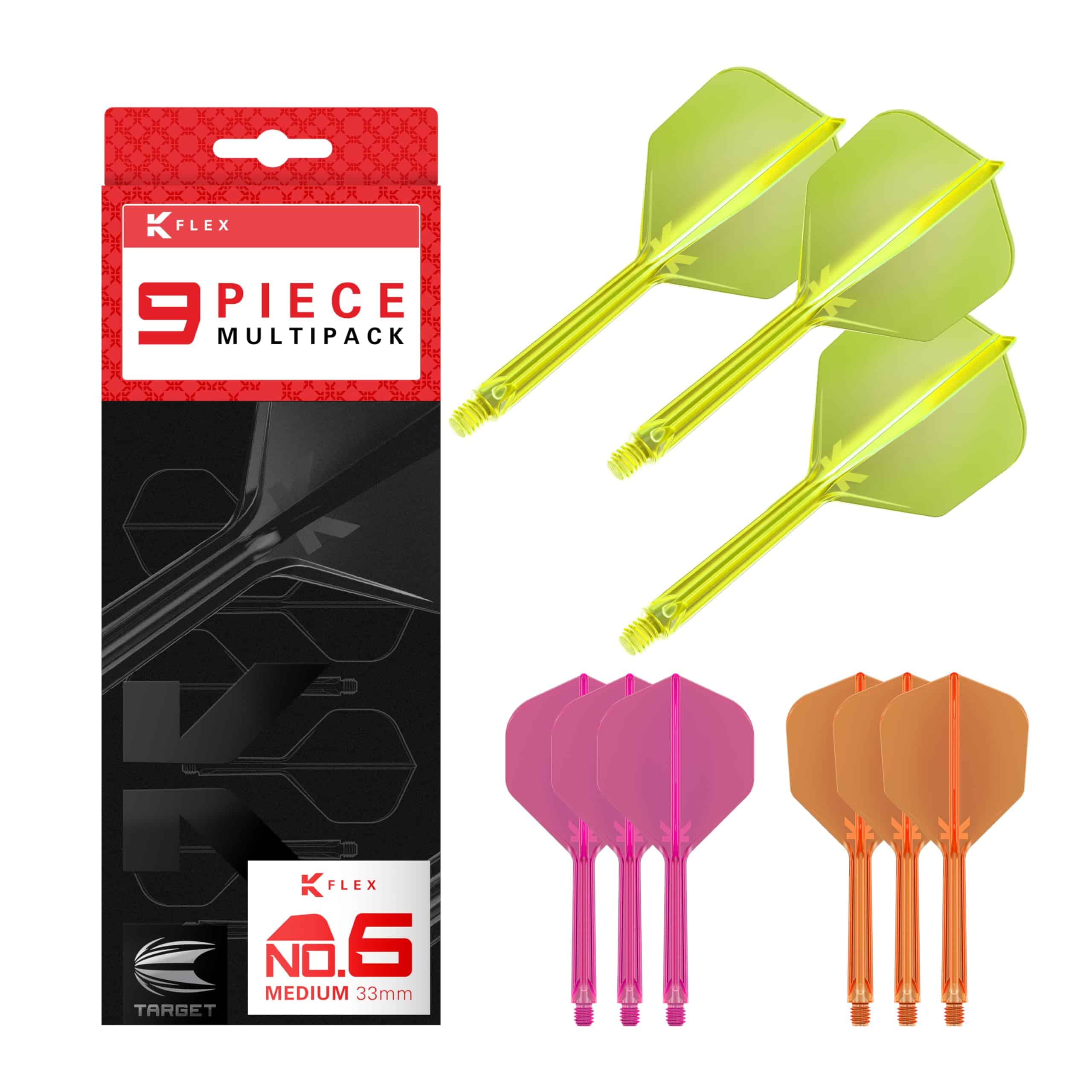 TARGET Darts K-Flex Integrated Dart Flights -Neón Rosa, Nara