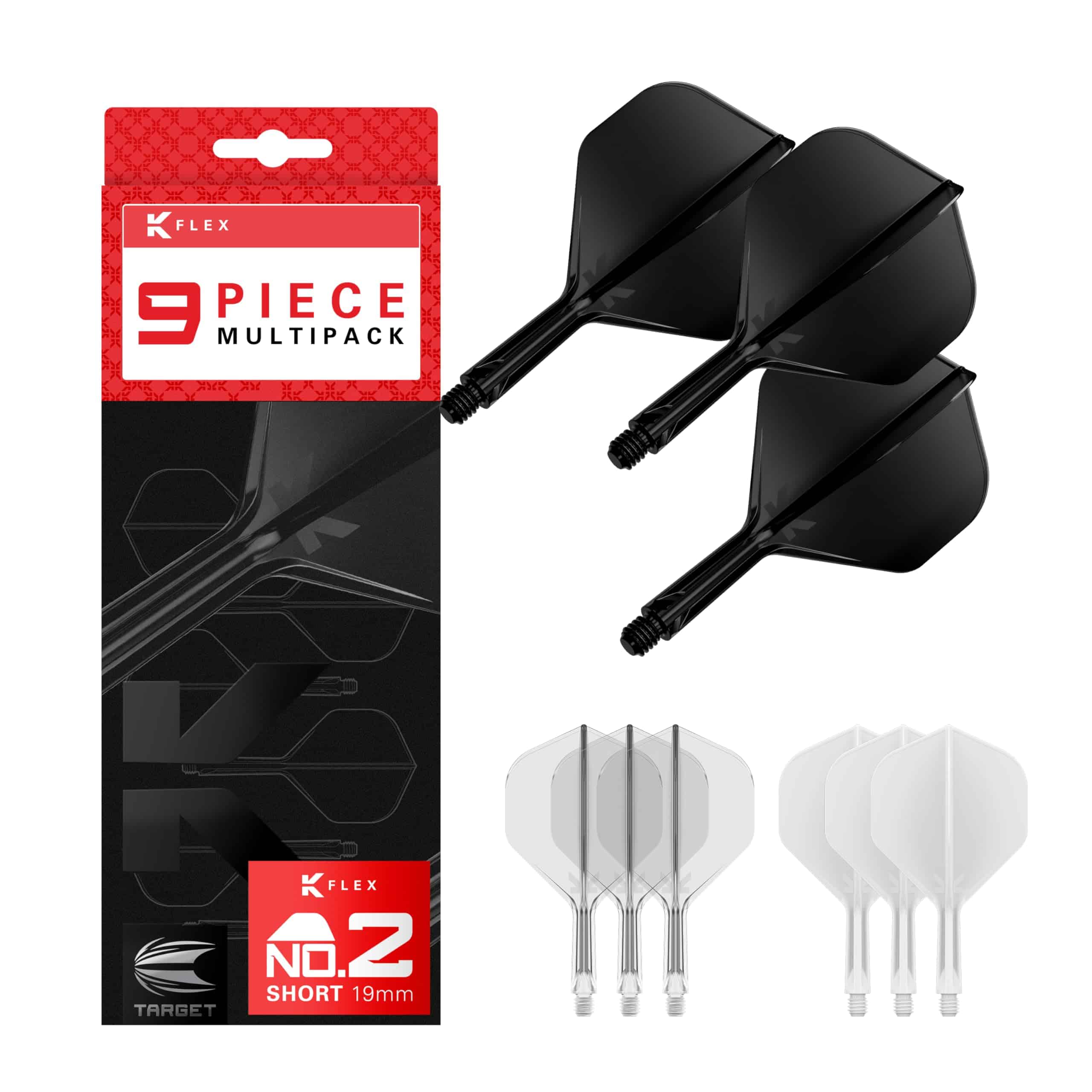TARGET Darts K-Flex Integrated Dart Flights y Shafts, Short