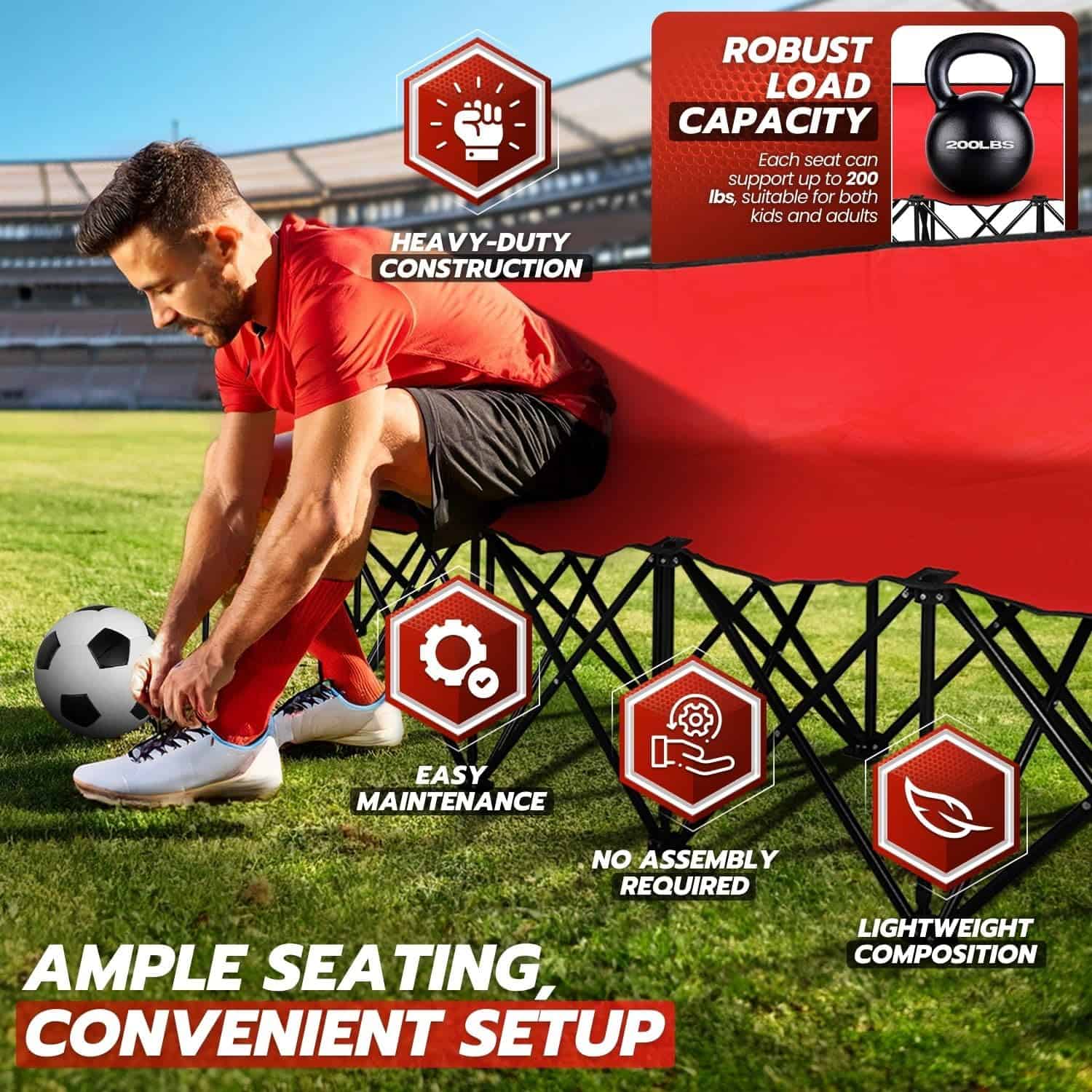 Banco Plegable Portátil Flexzion, 6 Asientos, Banco de - Imagen 6