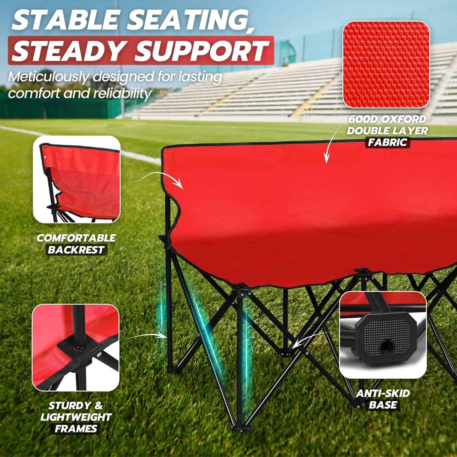 Banco Plegable Portátil Flexzion, 6 Asientos, Banco de - Imagen 8