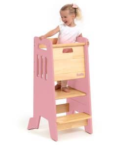 Torre para niños con puerta corrediza y 3 alturas -Rosa