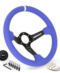 Volante de Carreras de Gamuza de Color -Azul