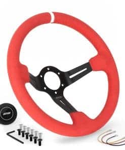 Volante de Carreras de Gamuza de Color -Rojo