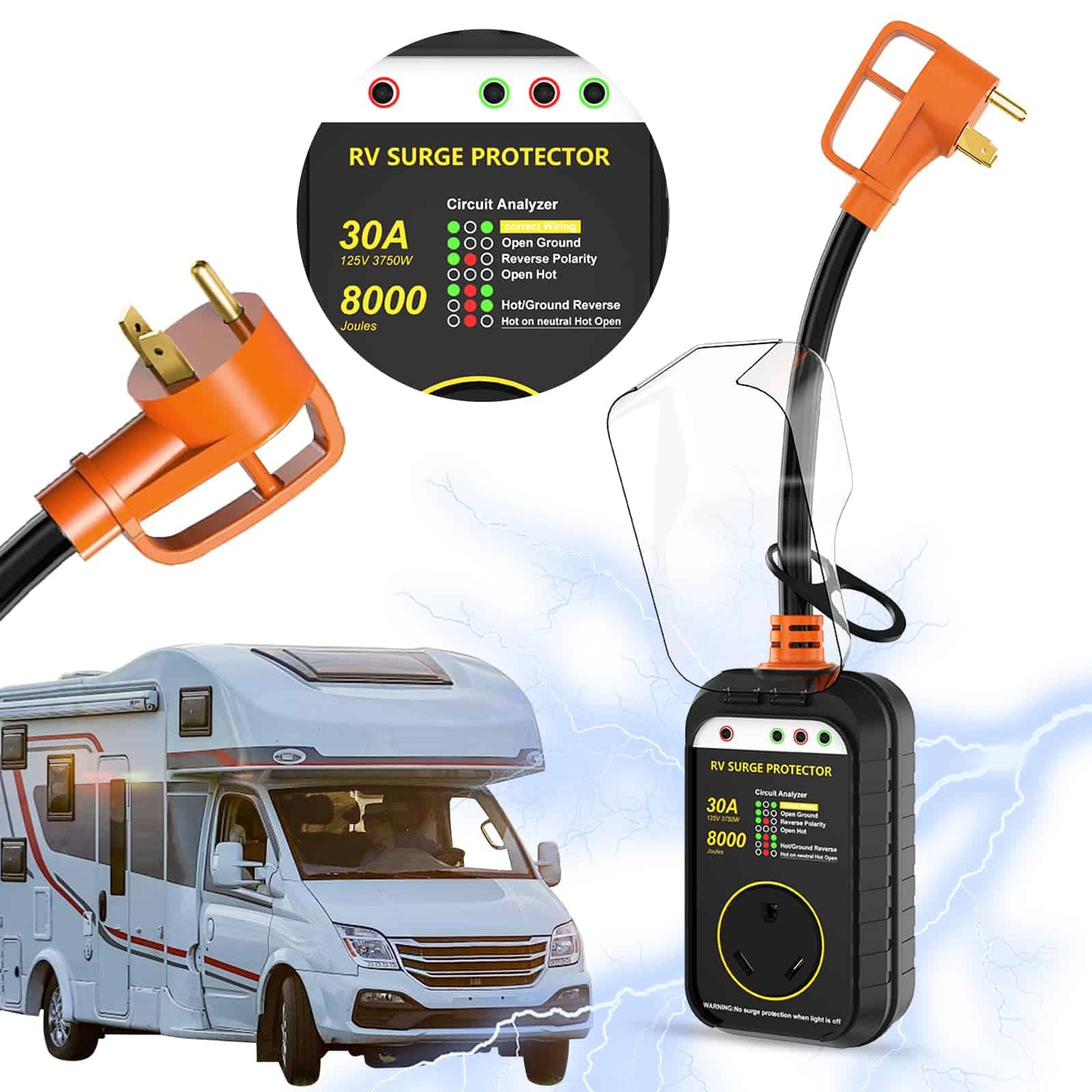 Protector de sobretensión para RV de 30 amperios, (2025