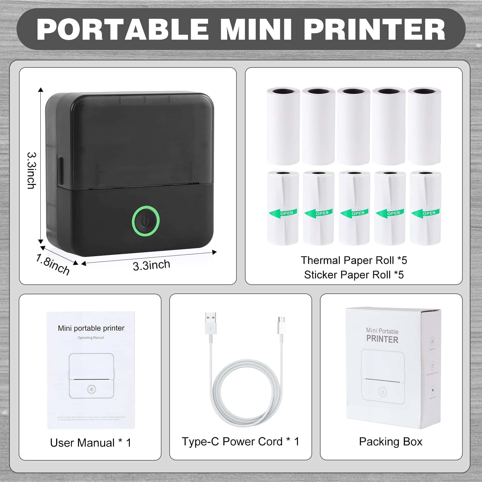 Print Pods Mini Printer, Impresora Térmica de -Negro - Imagen 8
