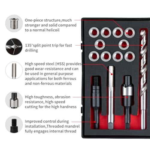 Kit de Reparación de Roscas SAE 7/16-14 con Broca HSS, - Imagen 4