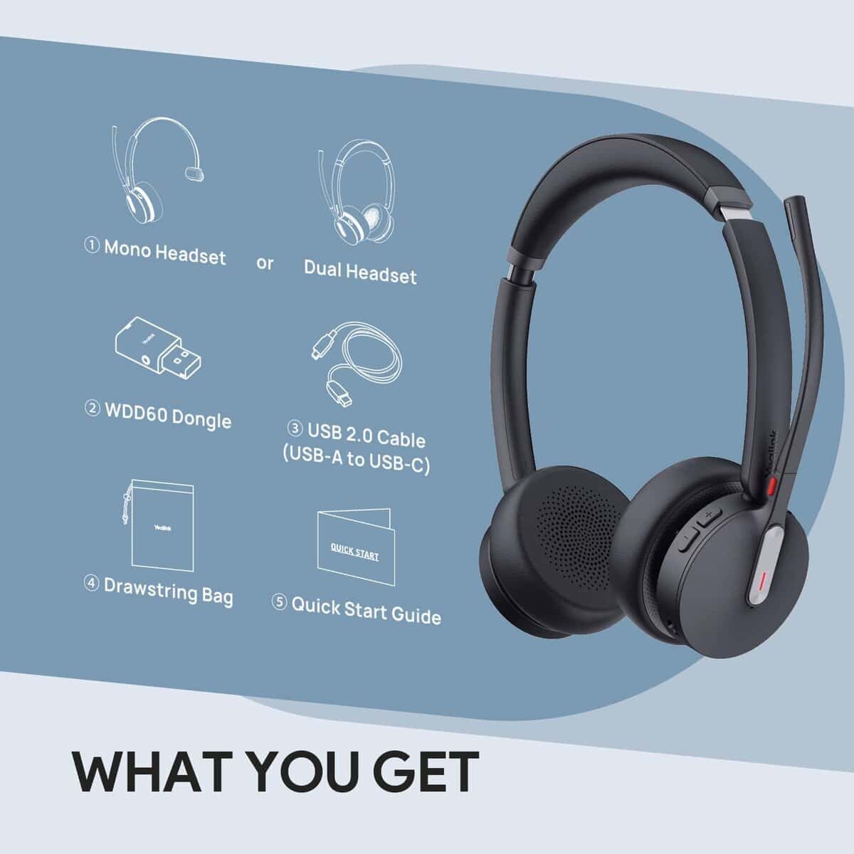 Auriculares inalámbricos mono híbridos Yealink WH64 con - Imagen 9