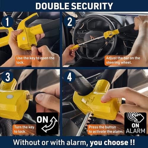 Barra Antirrobo de Volante para Auto URBAN UR978Y con - Imagen 4