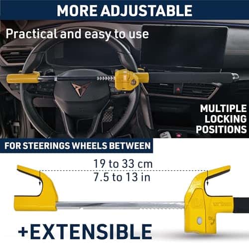 Barra Antirrobo de Volante para Auto URBAN UR978Y con - Imagen 7