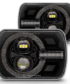 Faros LED con Halo TRUE MODS 5x7 7x6 Pulgadas H6054 Negro