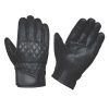 Guantes de cuero negro para motocicleta -Negro