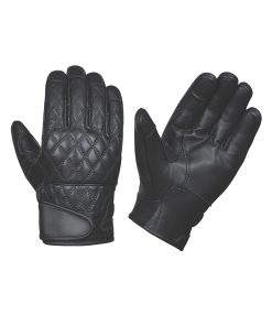 Guantes de cuero negro para motocicleta -Negro