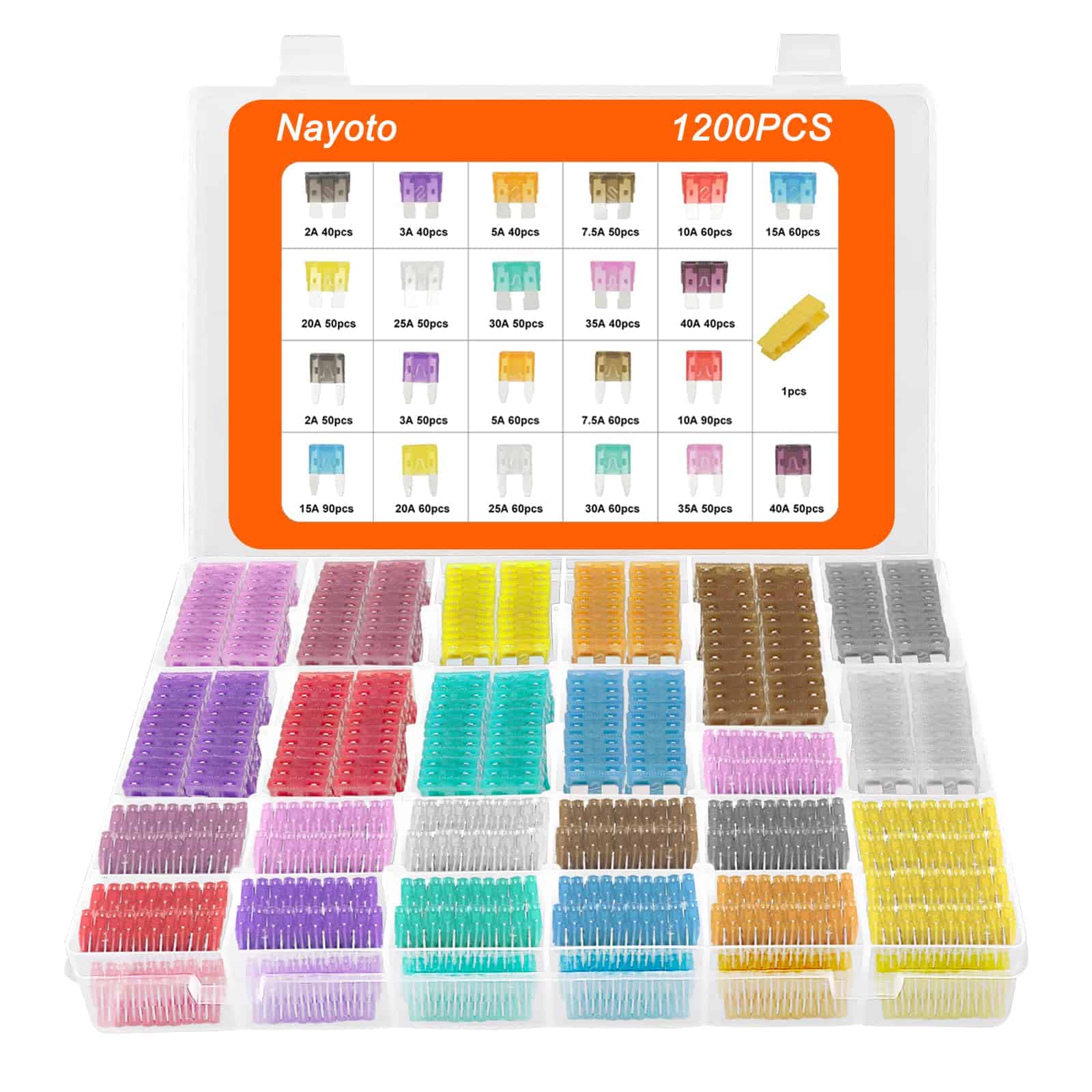 Nayoto 1200pcs Car Fuses Assortment Kit, 520PCS Standard