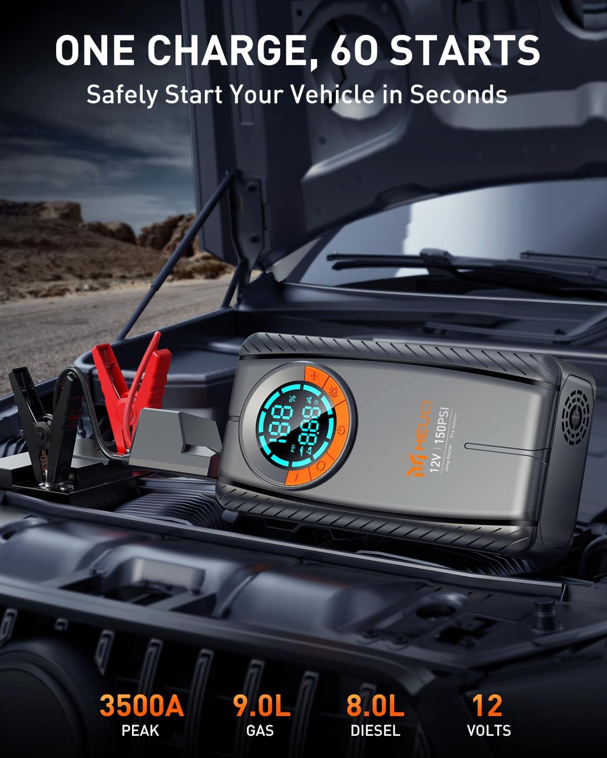 Arrancador de Salto Portátil para Automóvil MEUCI con - Imagen 3