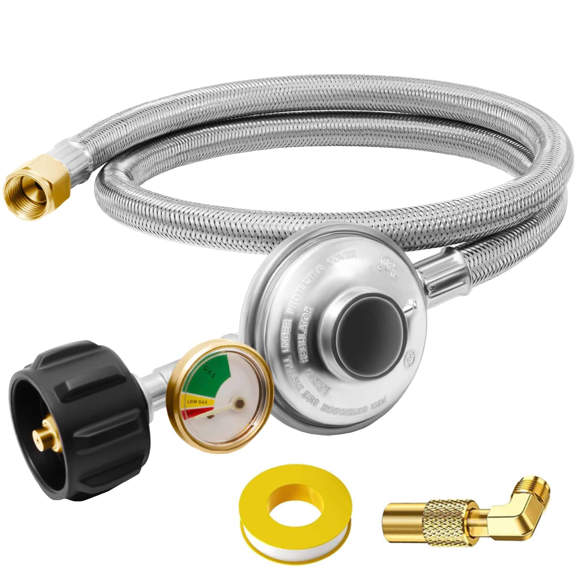 Manguera de propano de 3 pies con regulador y medidor de