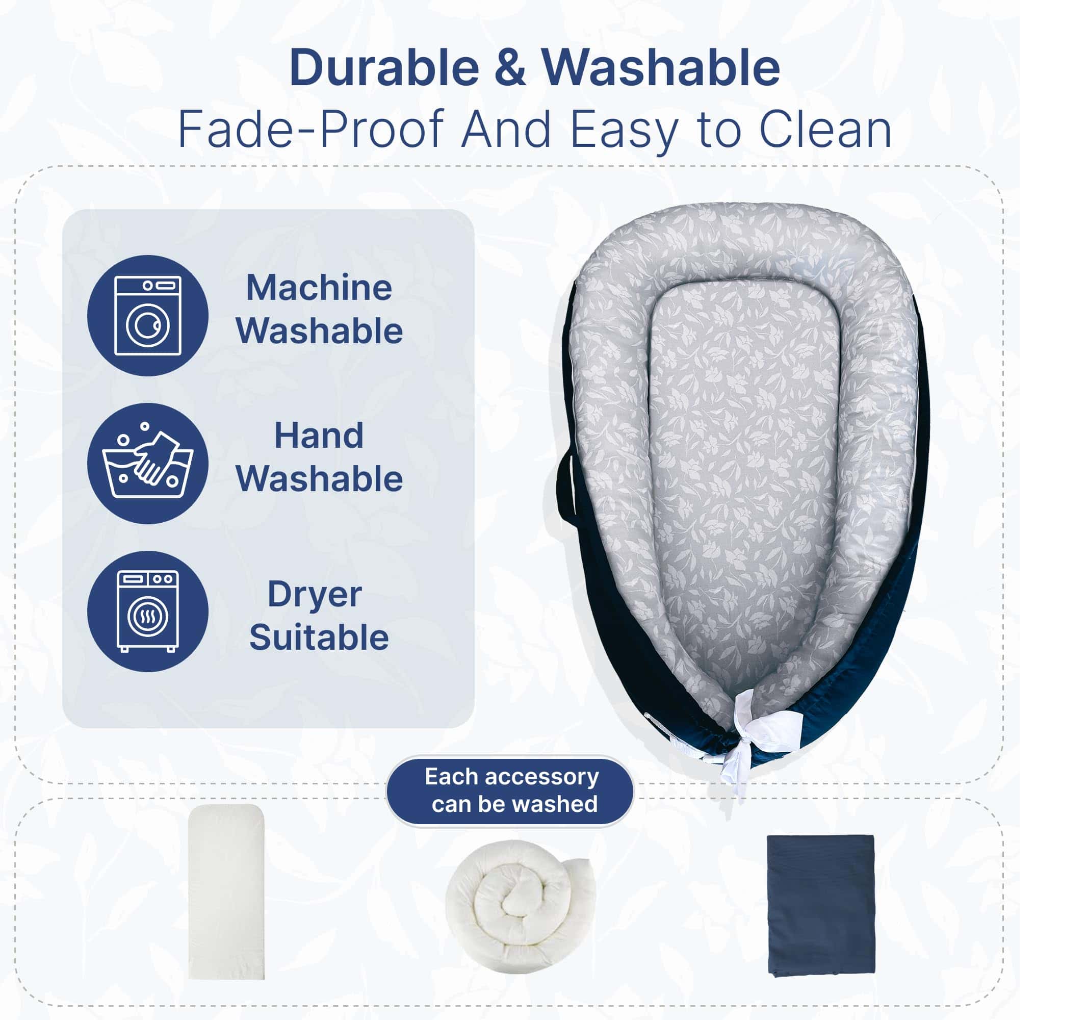 Macardac Baby Lounger para Recién Nacidos - 100% Algodón, - Imagen 10