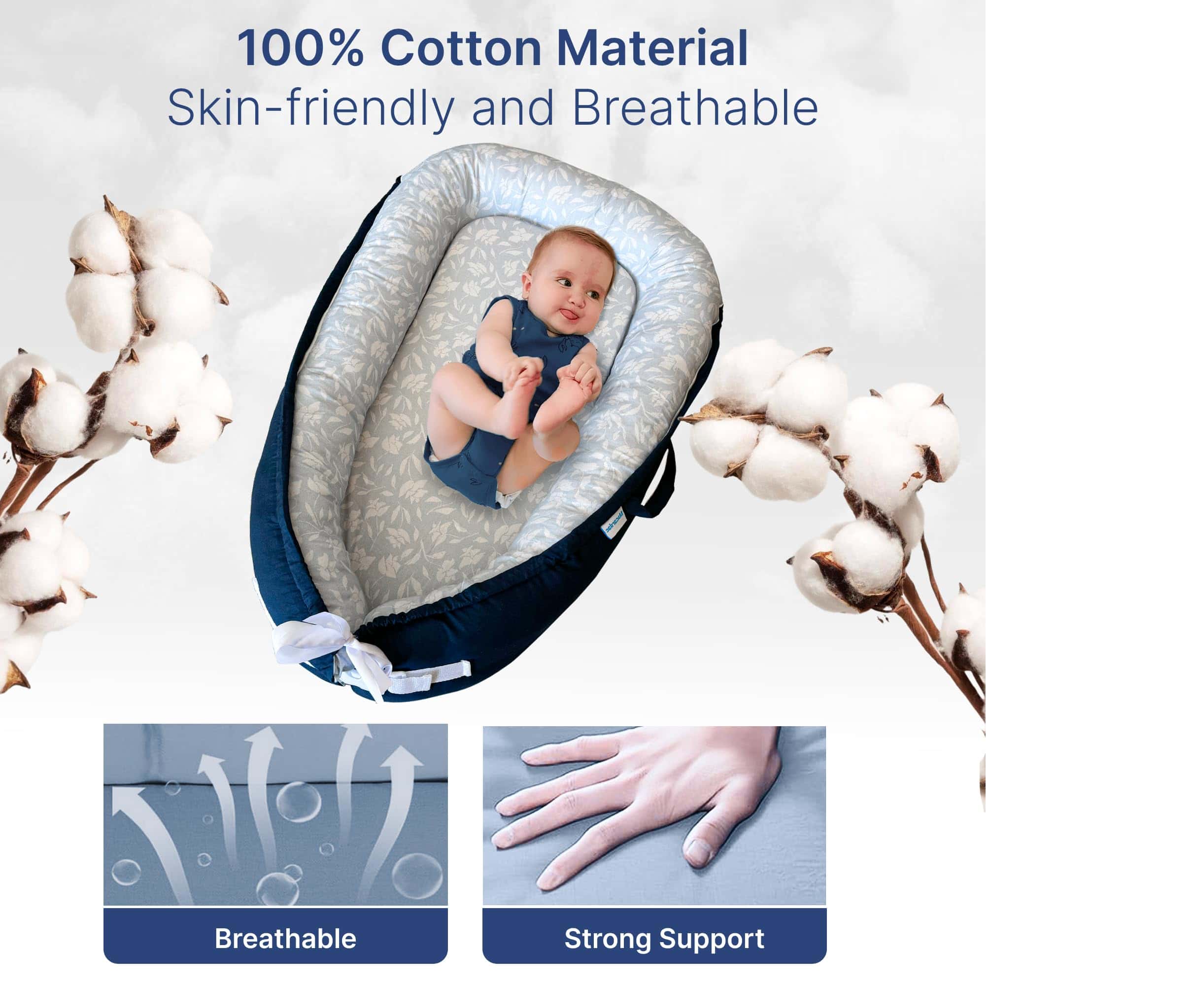 Macardac Baby Lounger para Recién Nacidos - 100% Algodón, - Imagen 3
