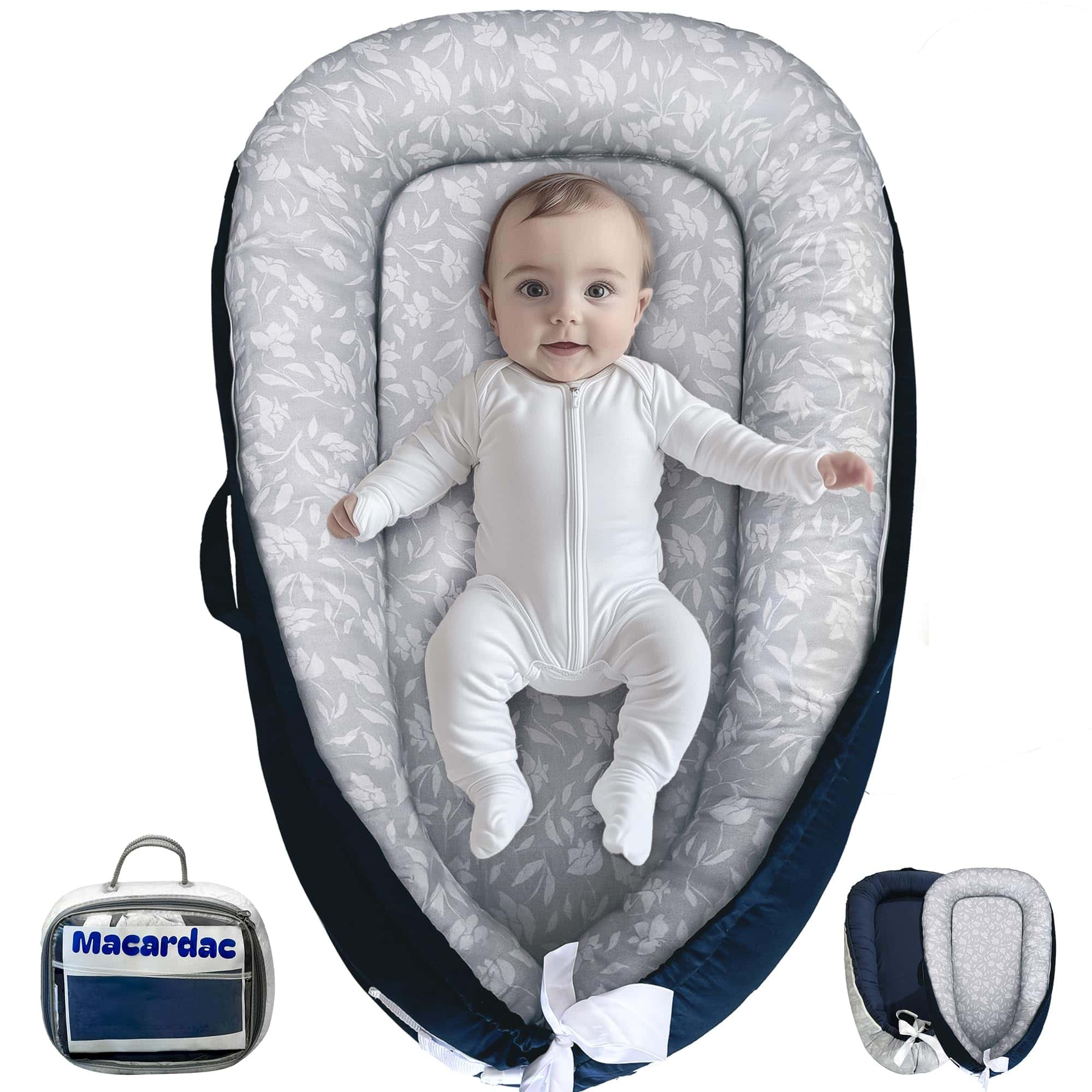 Macardac Baby Lounger para Recién Nacidos - 100% Algodón,
