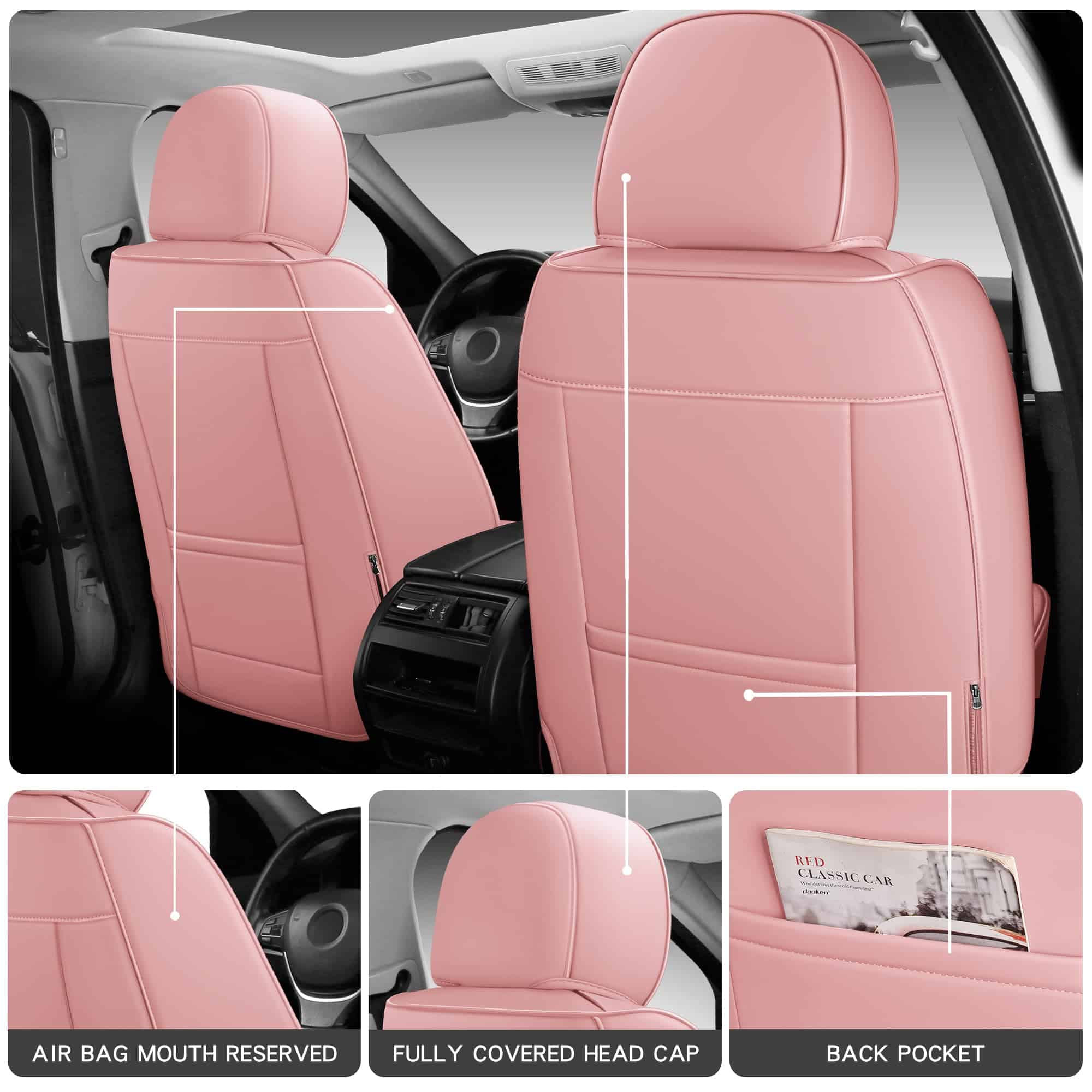 Fundas de asiento de automóvil de cuero impermeable - Imagen 6