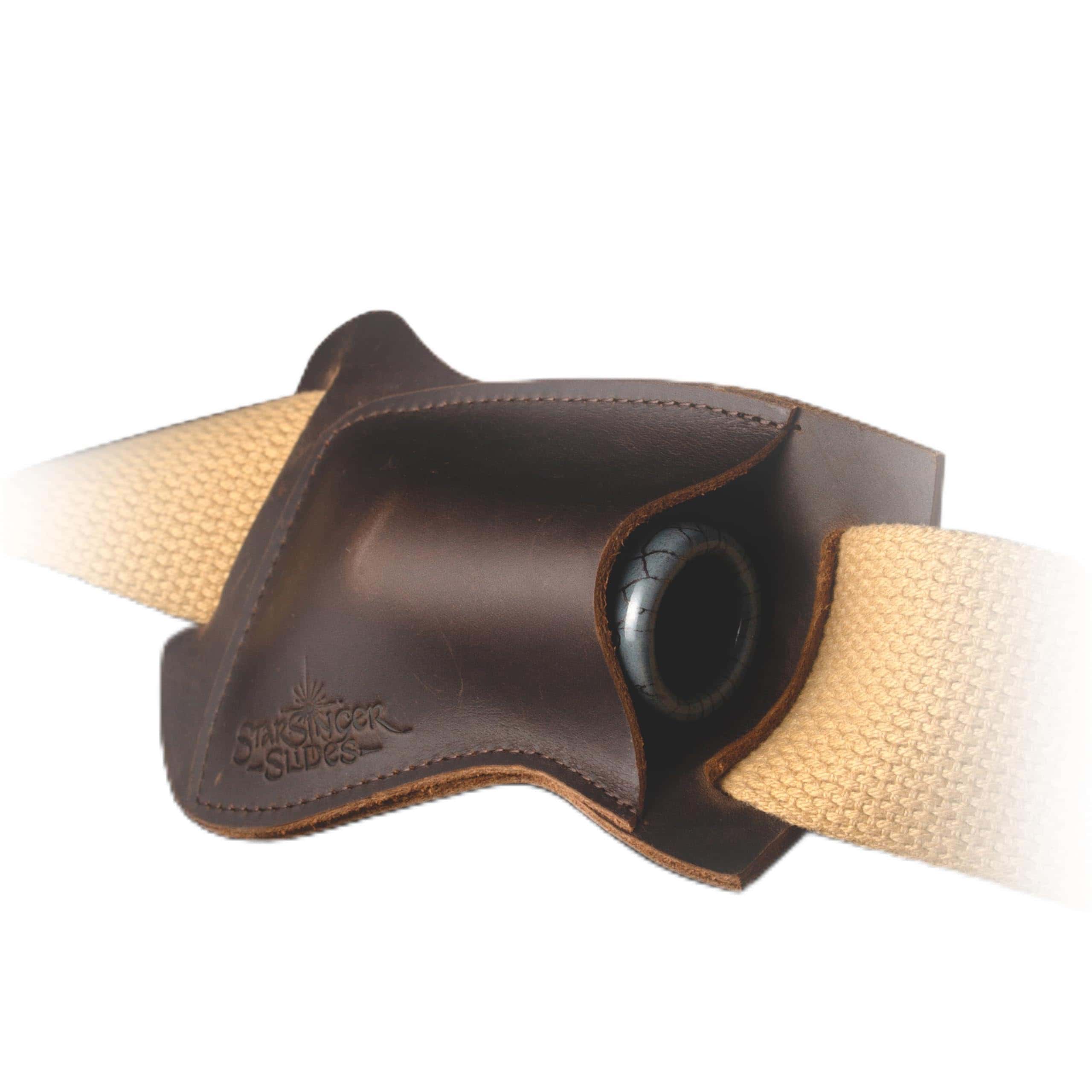 Funda de Cuero para Slide de Guitarra con Soporte para